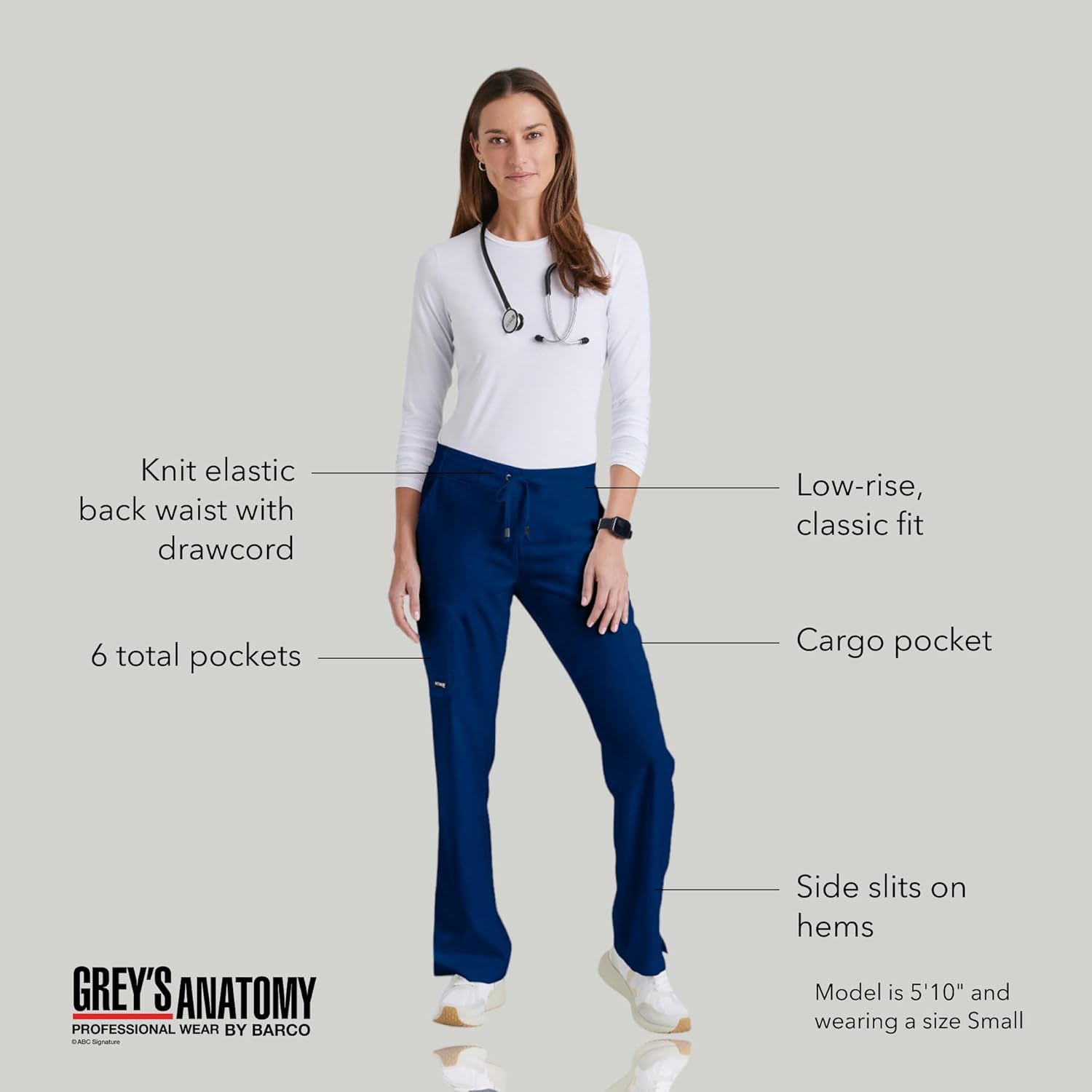 BARCO Grey's Anatomy Scrubs - Mia Scrub Pant for Women, Elastic Back Waist, Mid-Rise Shaped Leg Women's Scrub Pant - Image 6