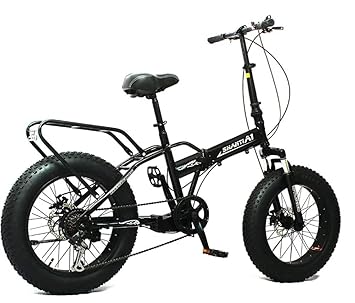 Shanti A1 Fat Tyre Foldable Mountain Bike for Adults Unisex/Man, 7 Speed for Unisex Adults with 20 Inch Wheel (Shimano Gear,Black)