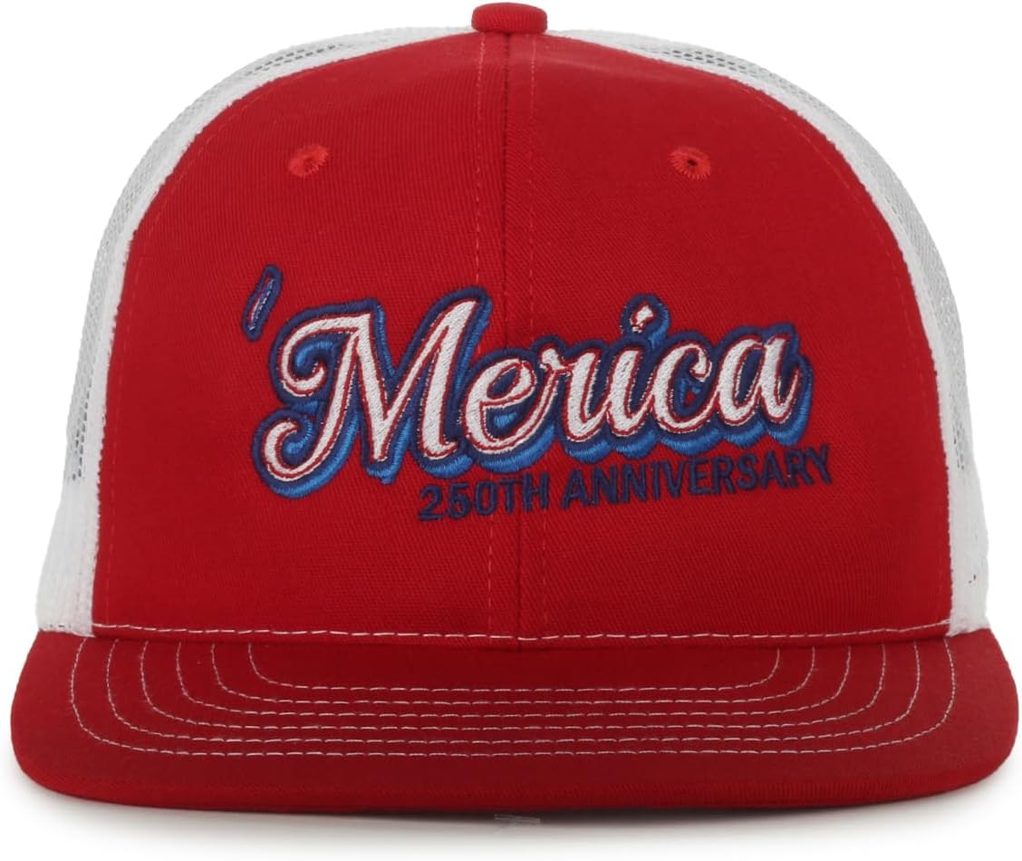 Made in USA Trucker Hat – America Baseball Cap, Snapback Mesh Hat for Men, 250th Anniversary