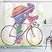 Produktbild ABAKUHAUS Modern Duschvorhang, Radfahren Man on Bike, Stoffliches Gewebe Badezimmerdekorationsset mit Haken, 175 x 180 cm, Lila Mehrfarbig