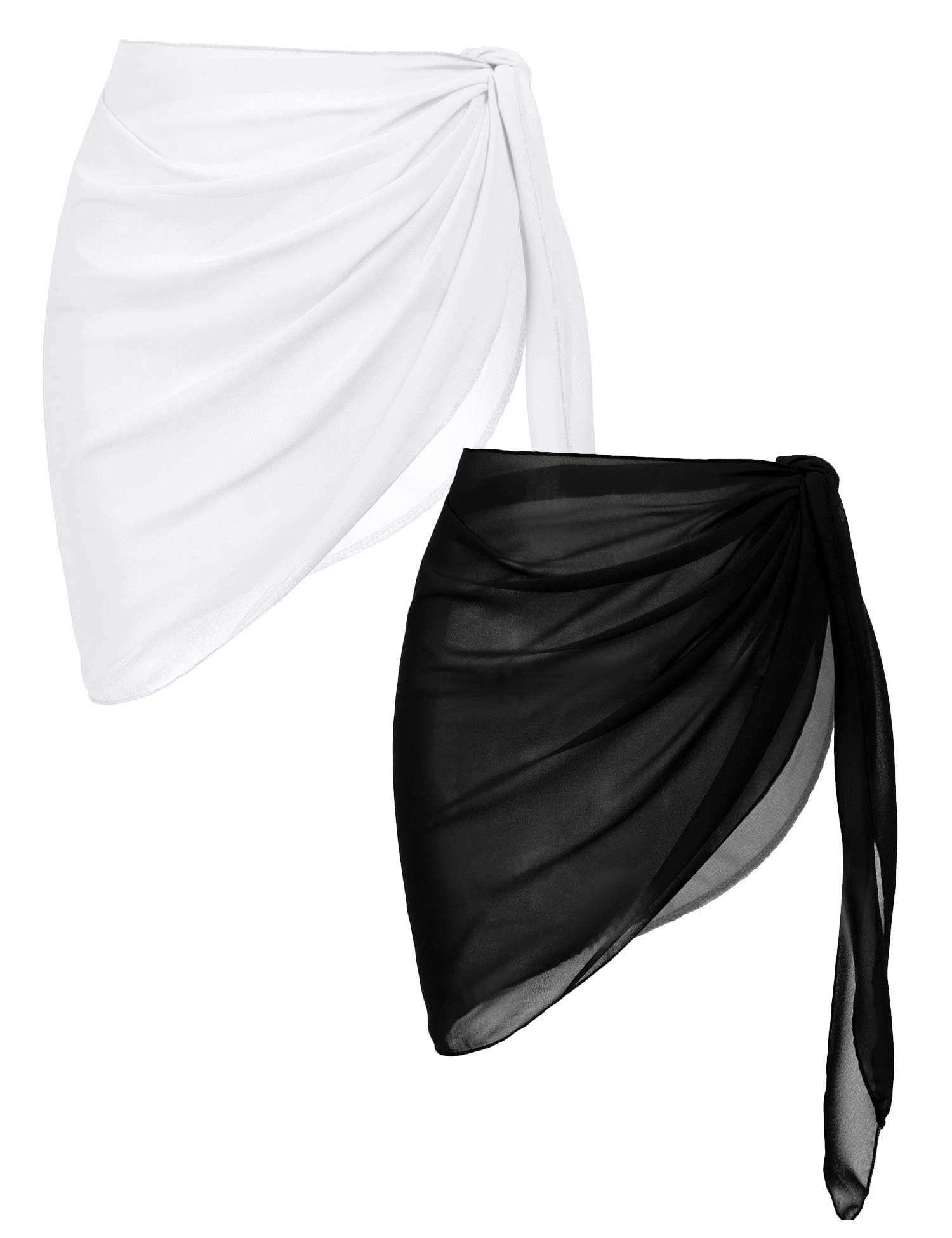Ekouaer 2 Piezas de Pareo de Playa de Mujeres Media Pareo Sarong Falda de Gasa de Bañador Playa Falda de Pareo Tropical Bikini Cubierta para Piscina