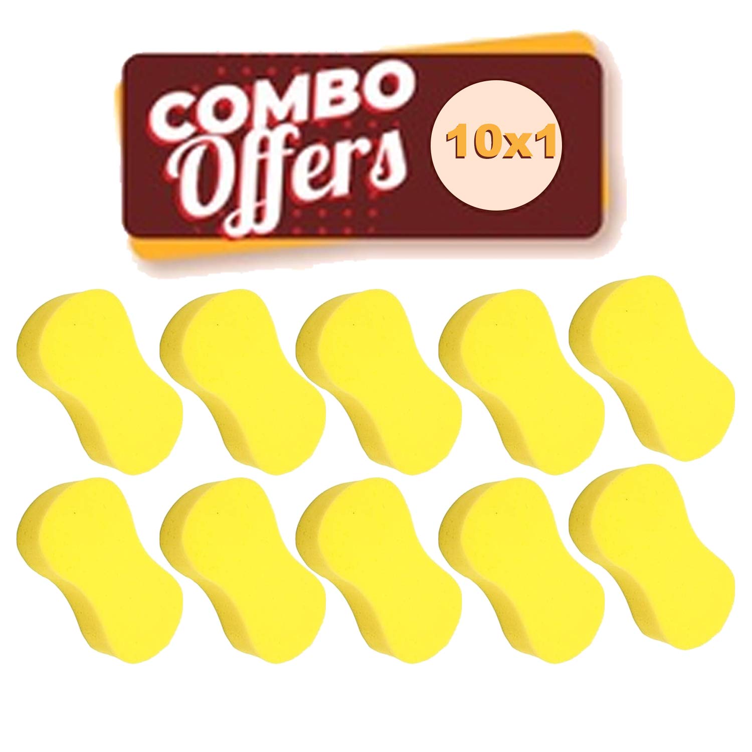 CAR SAAZ Super Absorbent Yellow Car Wash Sponges | Sponge for Car and Bike Washing | Multipurpose Cleaning Sponge for Kitchen, Bathroom, Home Cleaning, Walls, Windows and Other Surfaces(Pack of 6)