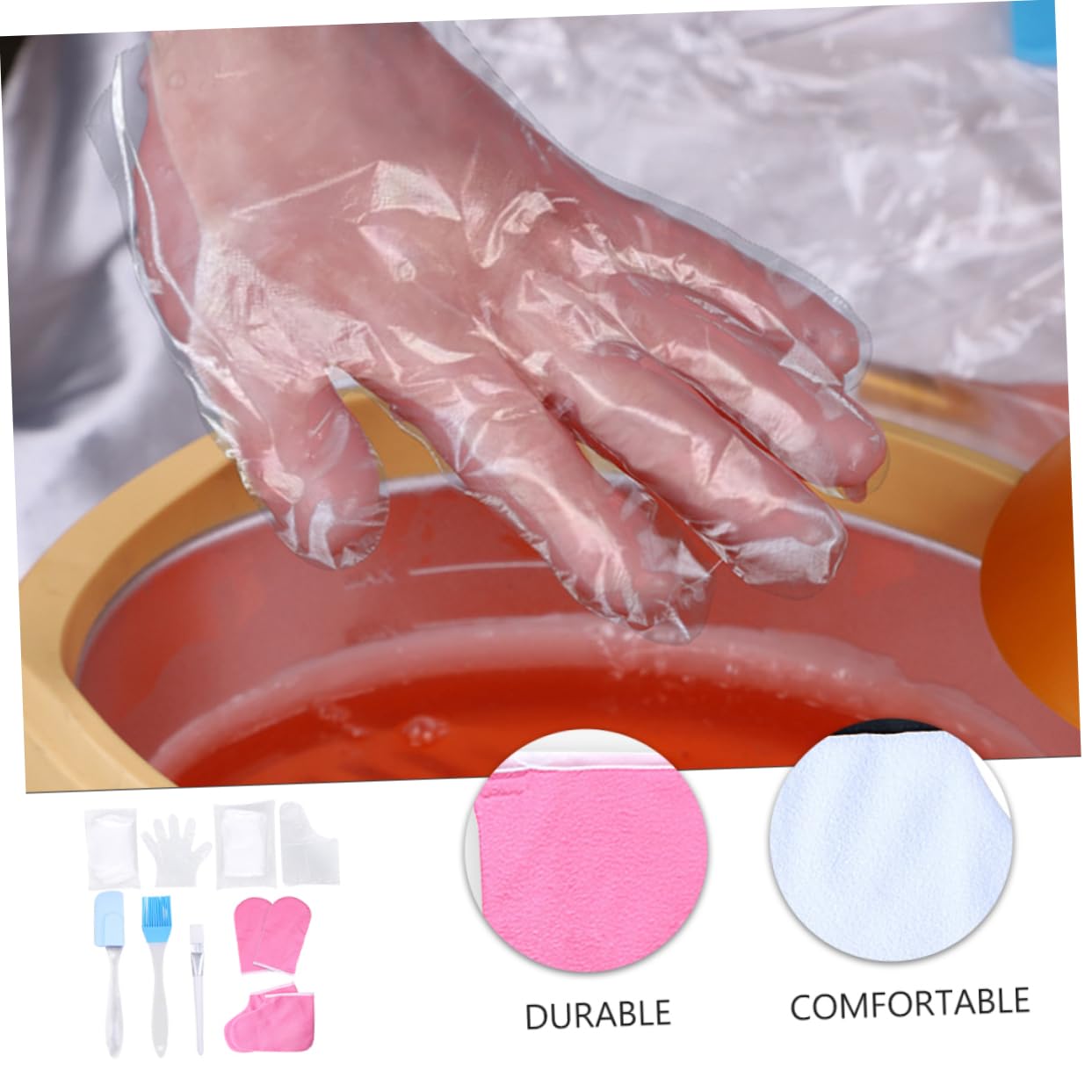 PartyKindom 1 Set Hand Care Gloves for Moisturizing Paraffin Wax Foot Covers for Exfoliating Care Easy to Use Washable Enhances Moisturizer Effect Random Color