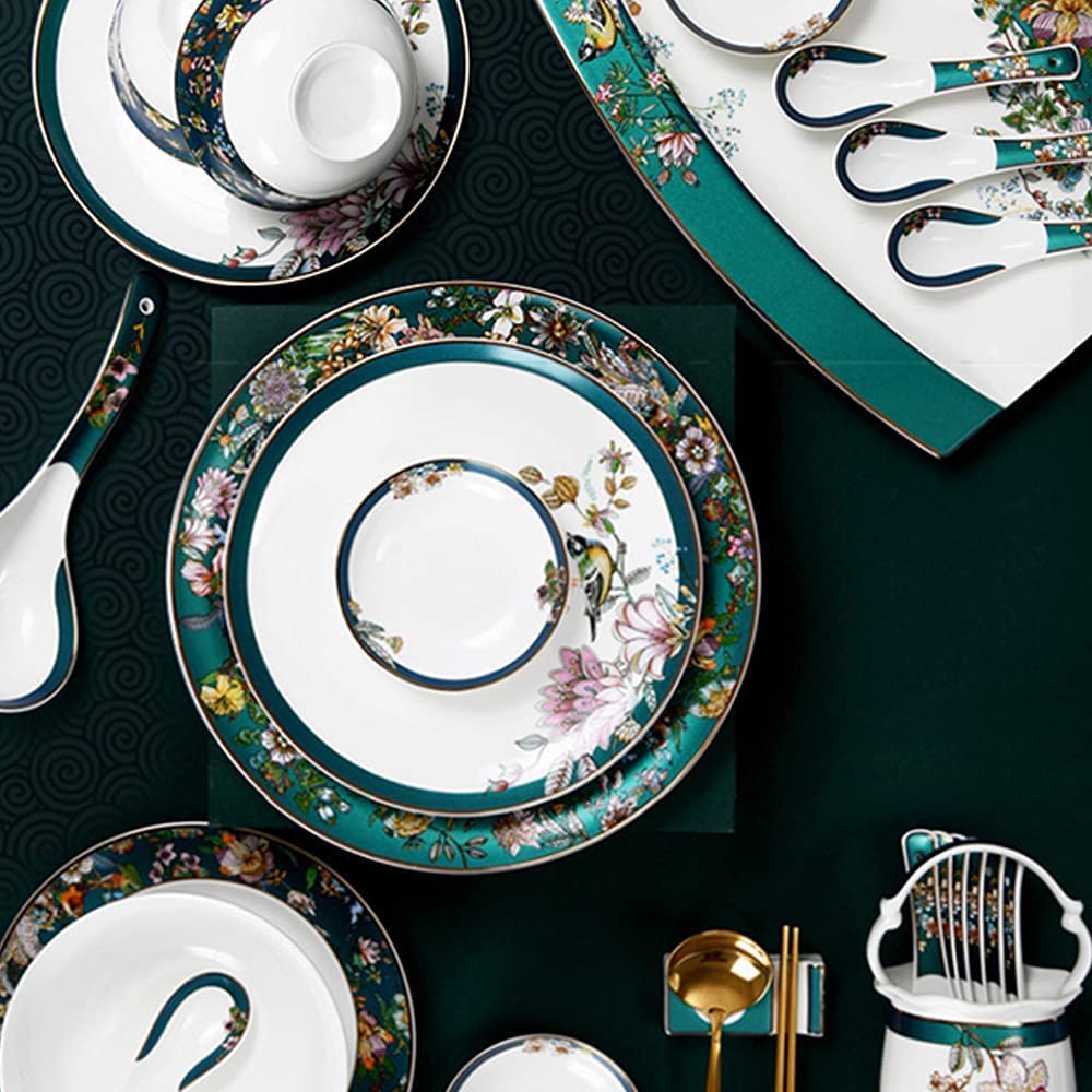 70-częściowe zestawy obiadowe, zestaw obiadowy z porcelany Jingdezhen Palace dla 12 osób, luksusowy francuski zestaw ceramicznych talerzy obiadowych, rodzinna zastawa stołowa do hotelu