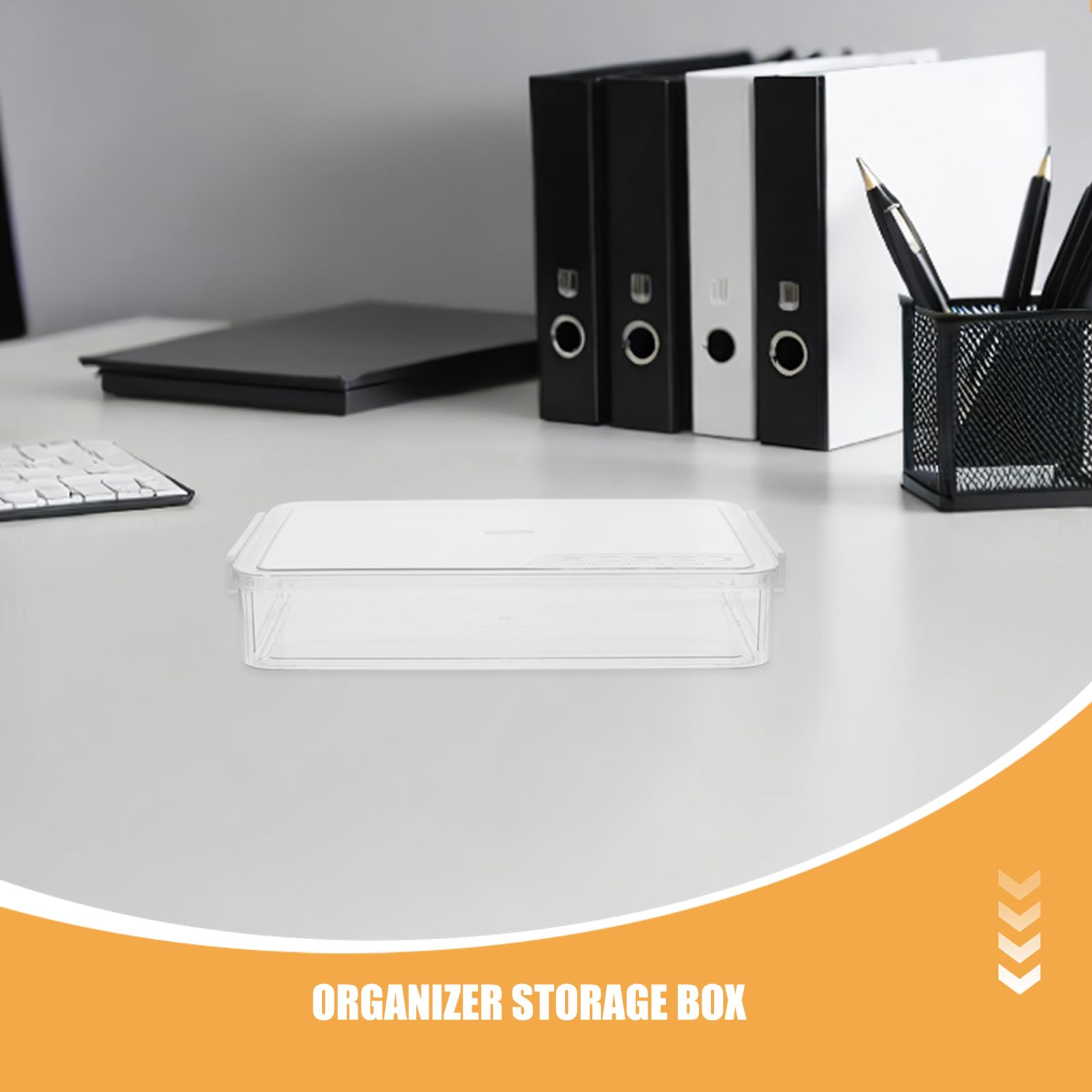 Scatola Porta Documenti Trasparente in Plastica Coperchio, Organizer Portatile Impilabile per Ufficio e Casa, Custodia per Archiviazione File Cartacei e Documenti Importanti, Set