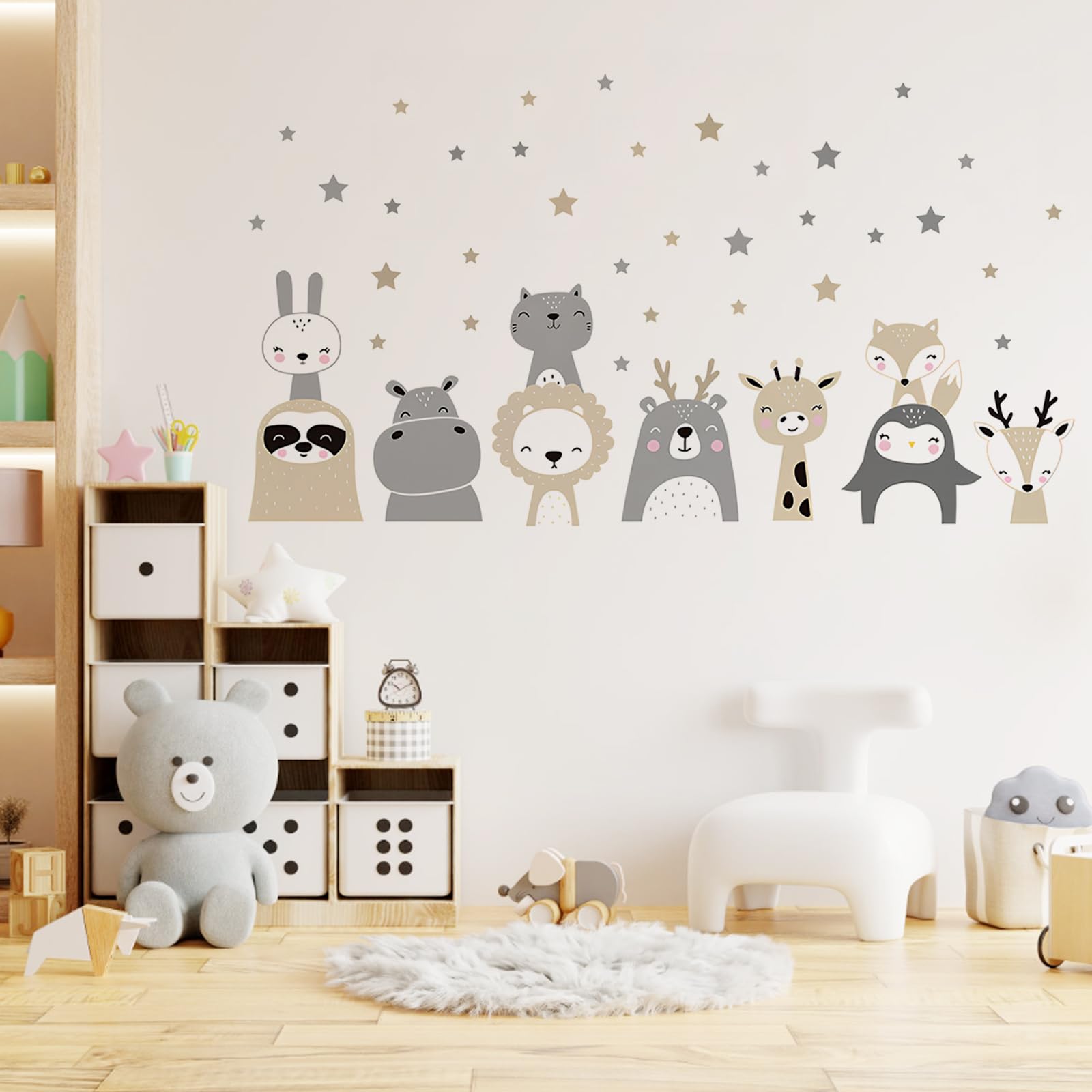 Adesivi Murali Animali Giungla Per Bambini - PVC Sicuro, Design Cartoon, 30x90cm, Per Camerette E Asili - Foto 9