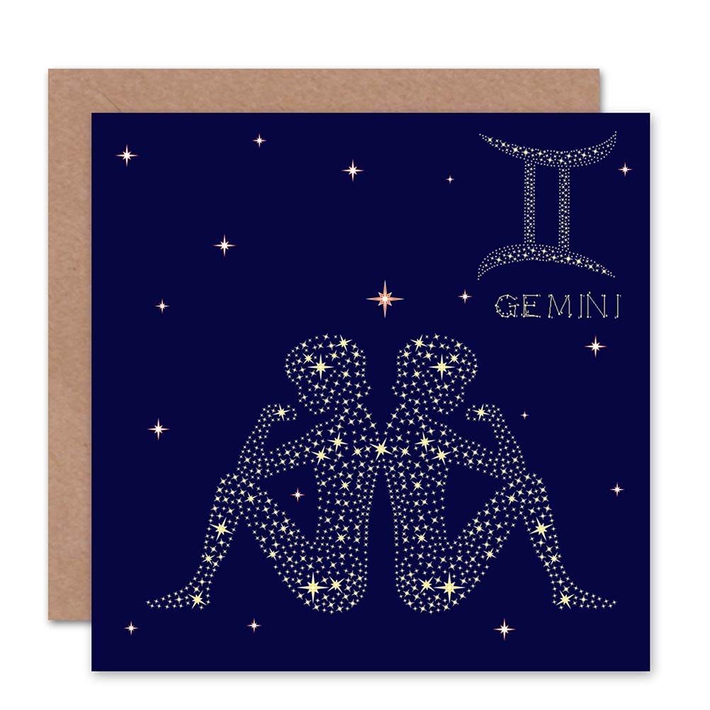 Wee Blue Coo Gemini Star Sign Zodiac Birthday Greeting Card