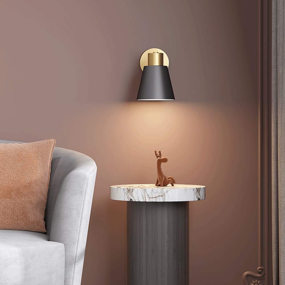 Nordyckie lampy ścienne, obracana lampa ścienna, lampka nocna, abażur z czarnego metalu, złota lampa ścienna, oświetlenie wewnętrzne, E27 do gabinetu w salonie