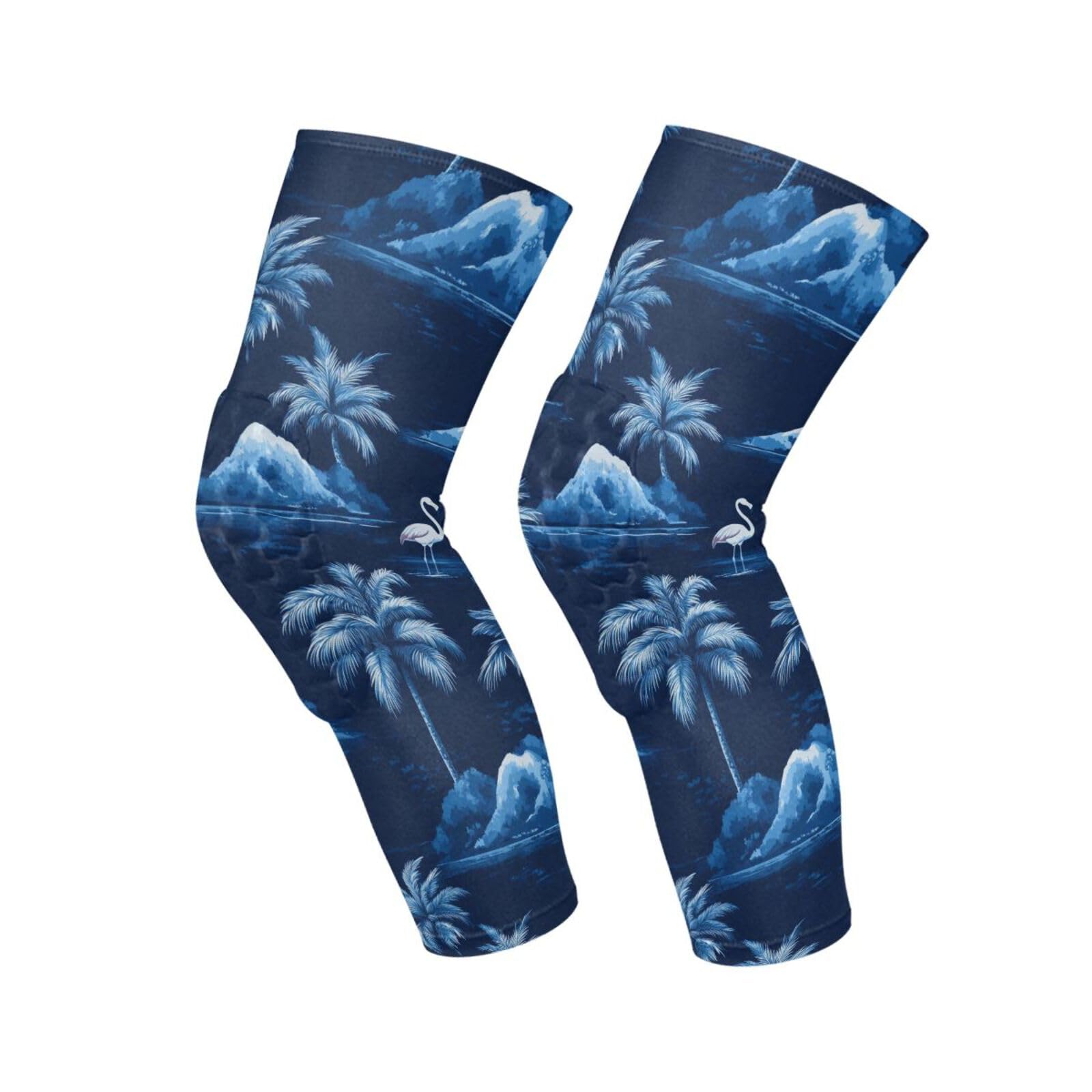 JUNZAN Tropical Flamingo Basketball Knee Pads for Youth Kids Wrestling Knee Pads with Sleeves Sport Kneepads for Volleyball Football Navy Blue