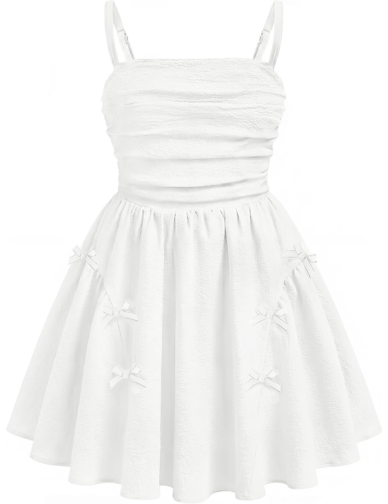 Girls Summer Dress Boho Dress Adjustable Spaghetti Straps A-line Sundress Cute Beach Party Dresses with Bows