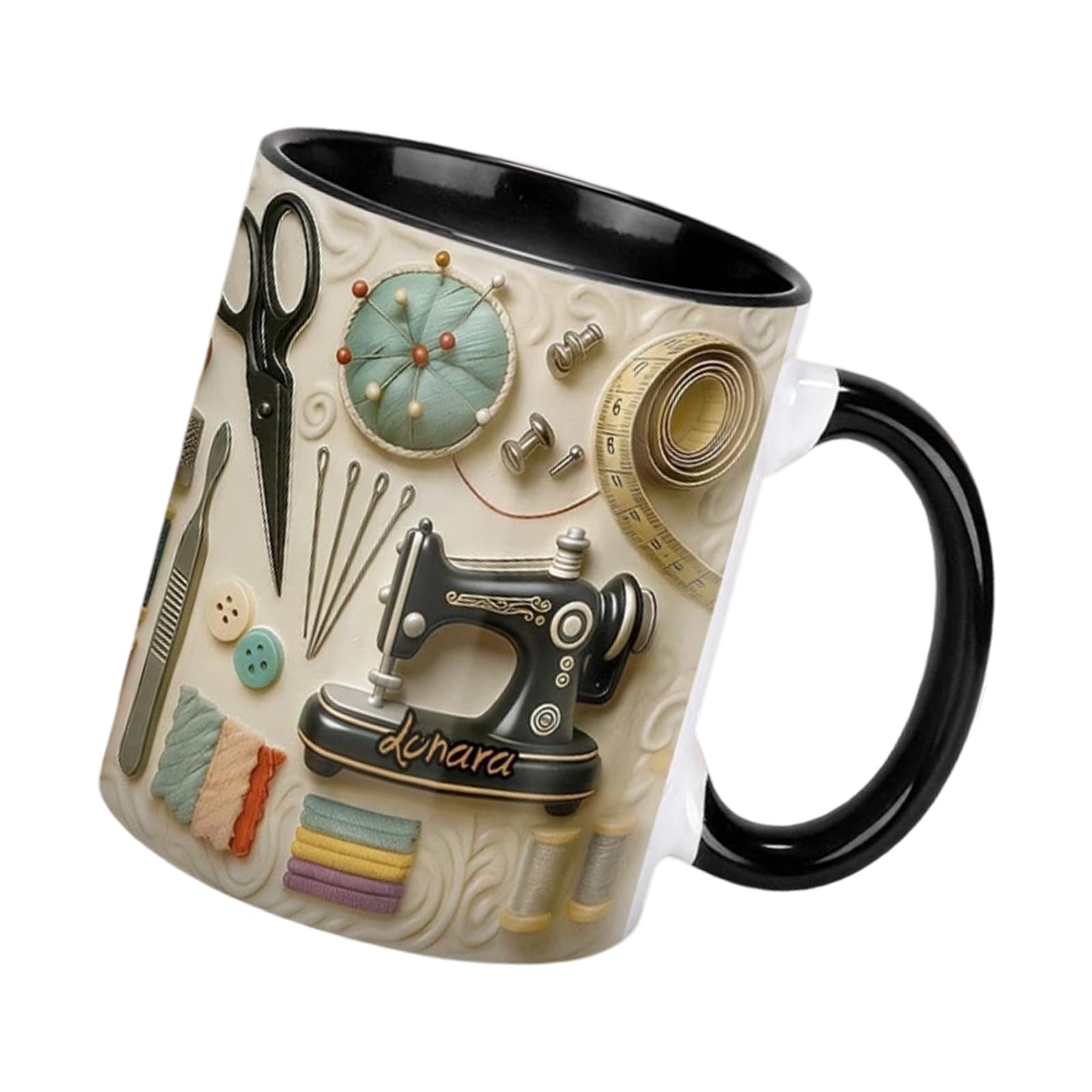 Tsophreniq Sturdy Ceramic Sewing Theme Coffee Cup Sturdy and Safe Ceramic Drinkware Cup for Daily Use 11oz Generous Size Unique Sewing Enthusiast Mug