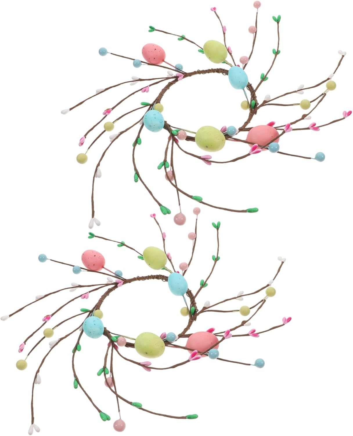 2pcs Easter Candle Wreaths Artificial Spring Candle Eggs for Festive Table Centerpieces for Easter Decorations and Celebrations
