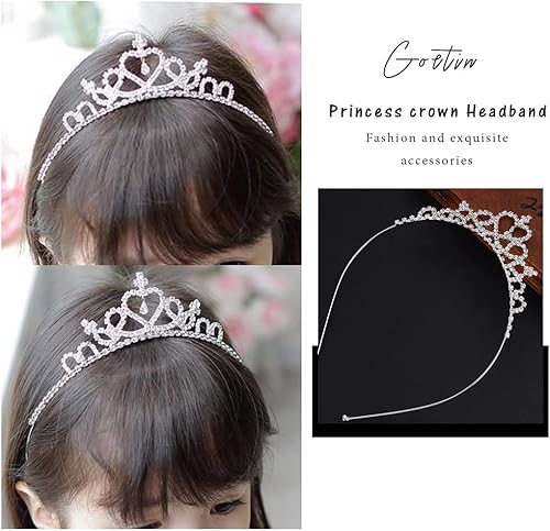 Miniatura 4 de Gortin Corona de tiara de cristal para niñas, corona de princesa plateada para fiesta de cumpleaños, diadema de diamantes de imitación, tocados de