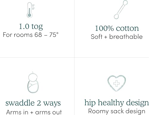 Miniatura 6 de aden  anais Essentials - Manta para envolver con facilidad al recién nacido saco de dormir de tejido de algodón para bebé 3 unidades para 0 a 3