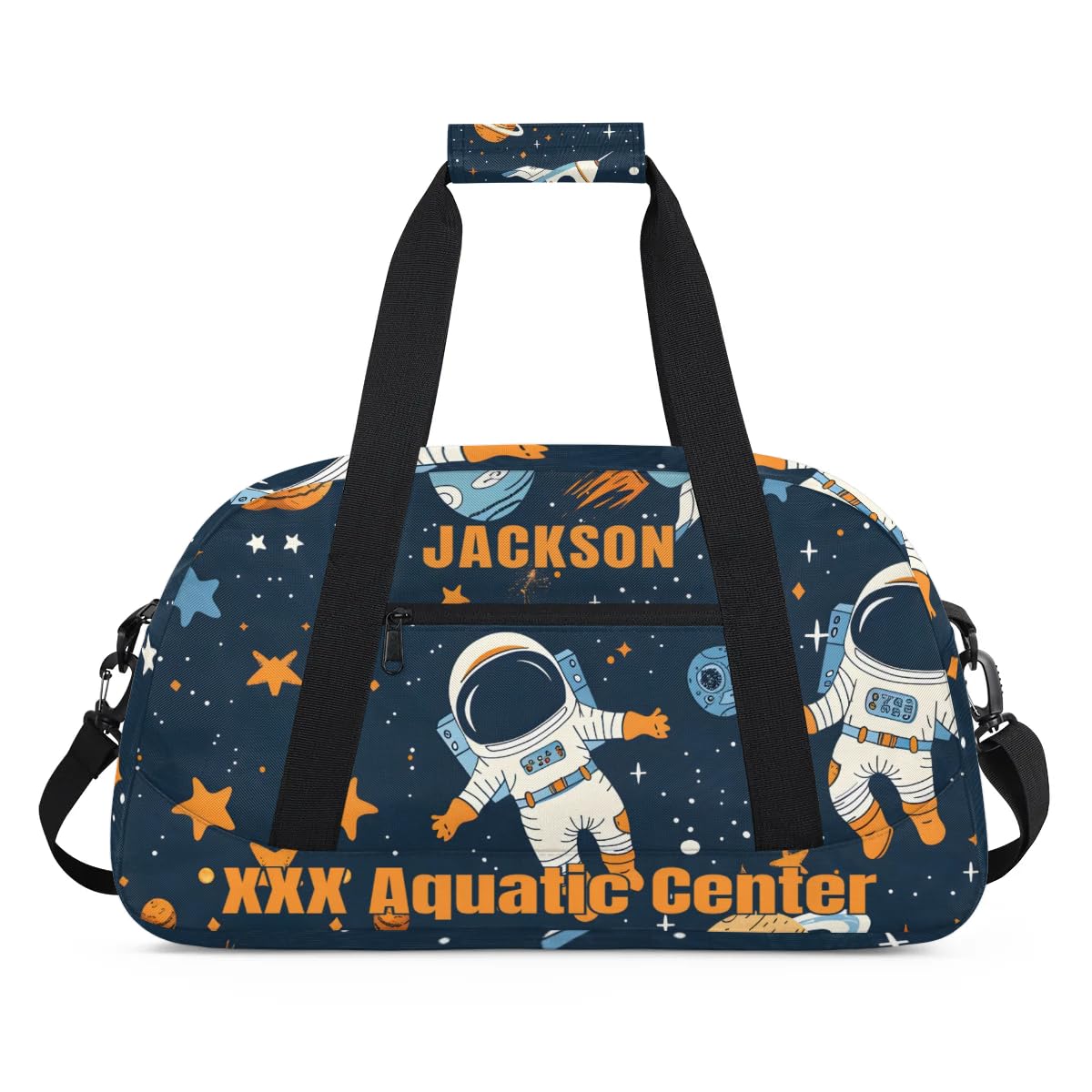 Personalized Cute Astronaut Gym Duffel Bags for Kids Boys with Custom Name Sport Training Travel Bags,Gift for Children,Blue
