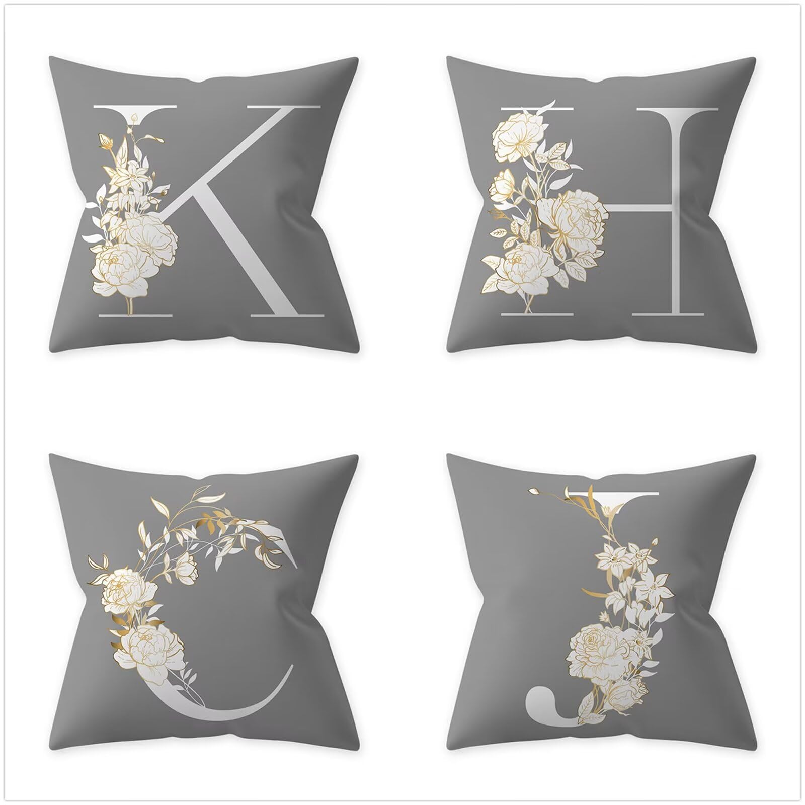 letras grises 4 pcs Fundas de Cojín,80x80cm Square Double Sided Super Soft Cojines Navideños,Funda Almohada Decorativa para Invierno,para Sofá Coche Cama Sillas Decoracion Hogar Cojines P1-226