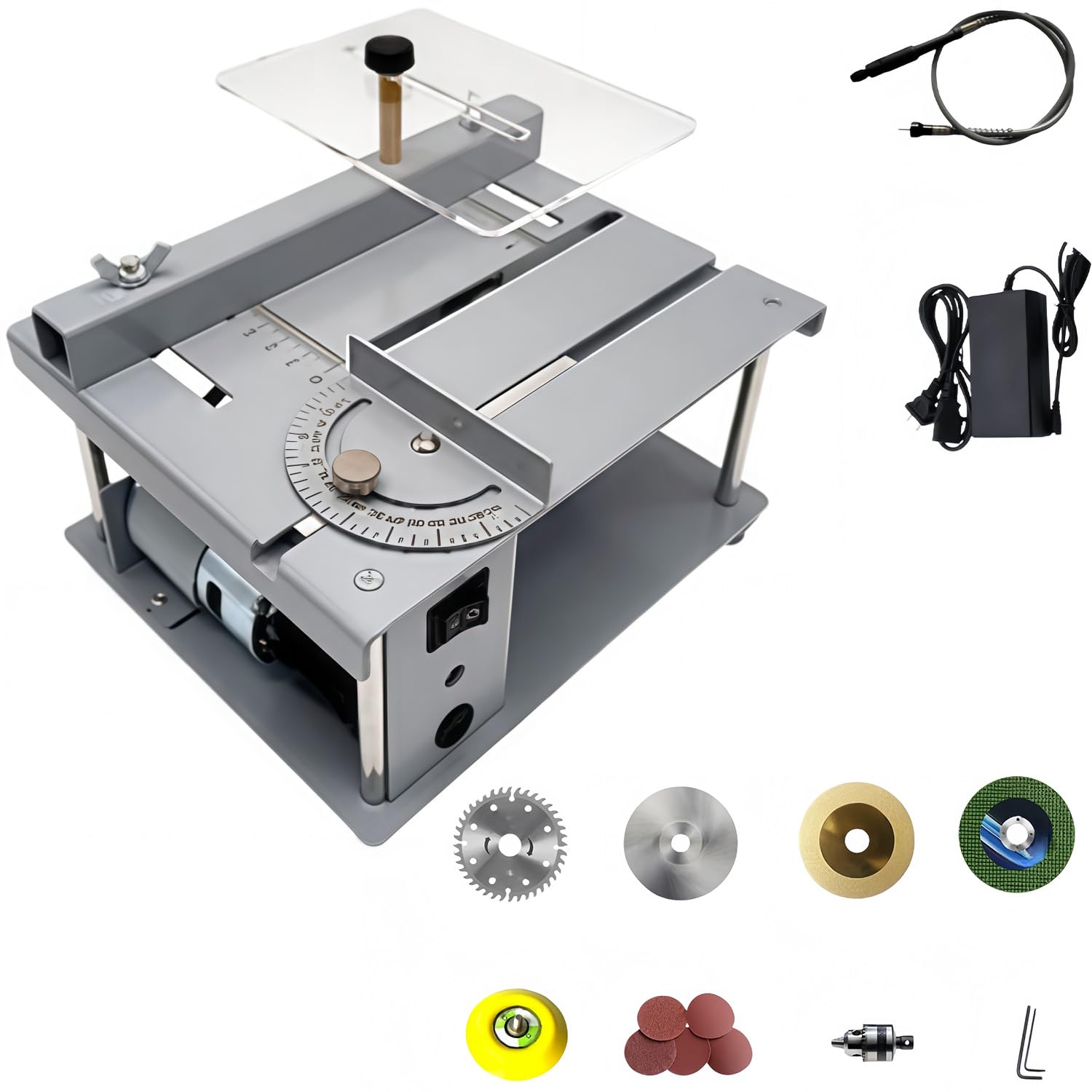 FHRKA Small Cutting Machine, Mini Table Saw with 7-Speed Adjustment and 3.5cm Max Cutting Depth, for Hardwood and Softwood