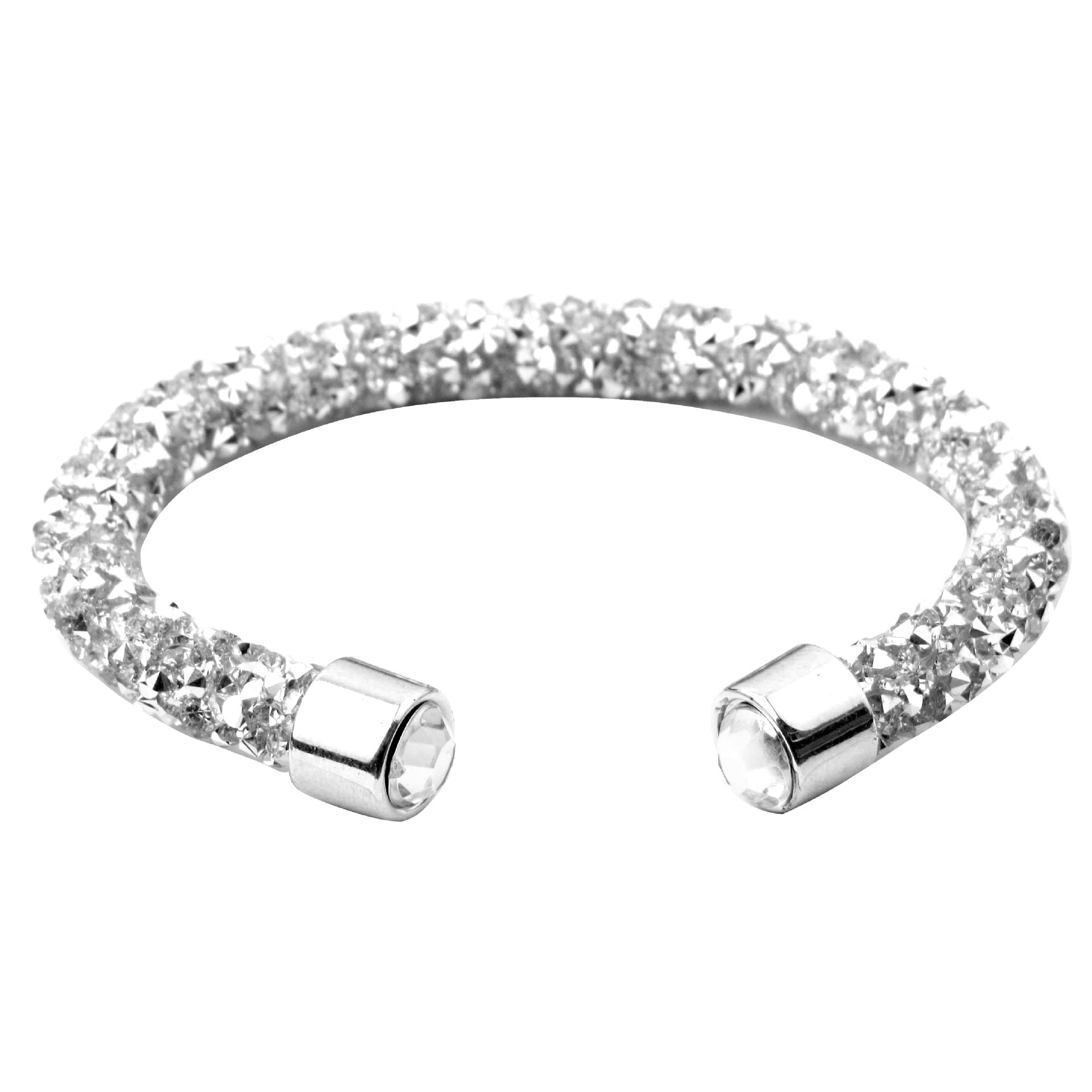 COLORFUL BLINGSparkling Shiny Full Rhinestone Open Cuff Bangle for Women Crystal Wrapped Bracelet Wristband Party Wedding Statement Jewelry