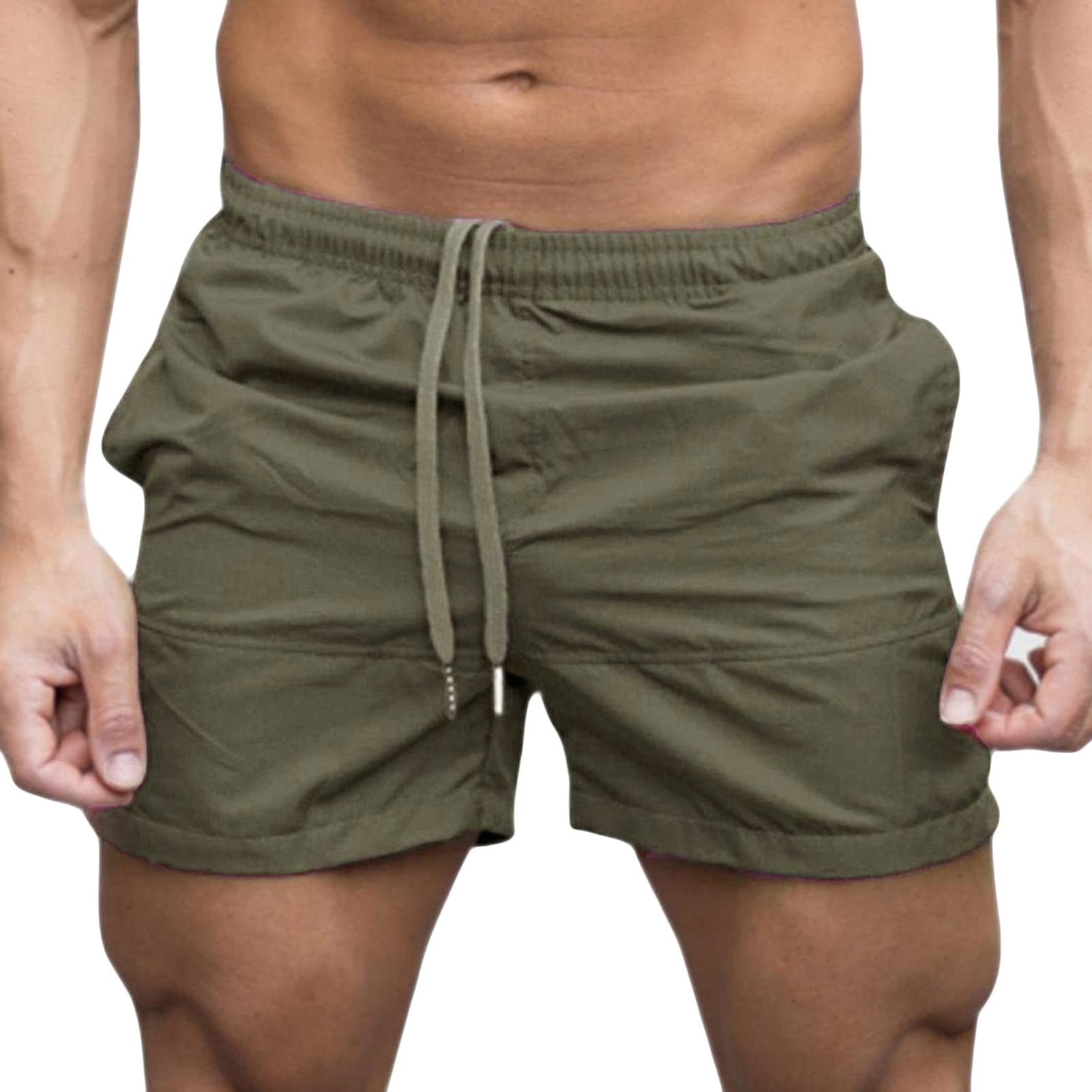Maiyifu-GJ Men's Workout Sports Shorts Quick Dry Lightweight Running Gym Shorts Casual Summer Beach Swim Trunks with Pockets (Armygreen,3X-Large)