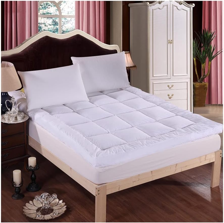 Extra Thick Mattress Topper Futon Mattress Bedding Floor Mattress Breathable Down Alternative Filling Thicken Mattress Pad Sleeping Pad for Guest Room Twin Size(Grey,200x220cm)