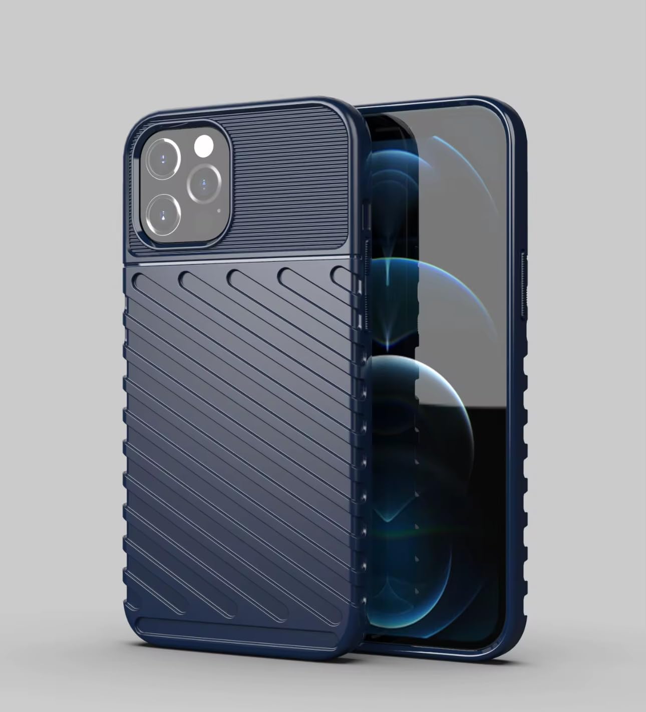 Compatible with iPhone 16 PRO MAX Phone Case, Ultra Modern & Unique Design, TPU Protective Cover, 360-Degree & Camera Protection, Anti-Fingerprint, Non-Slip Grip, Shock Proof, Rugged Blue