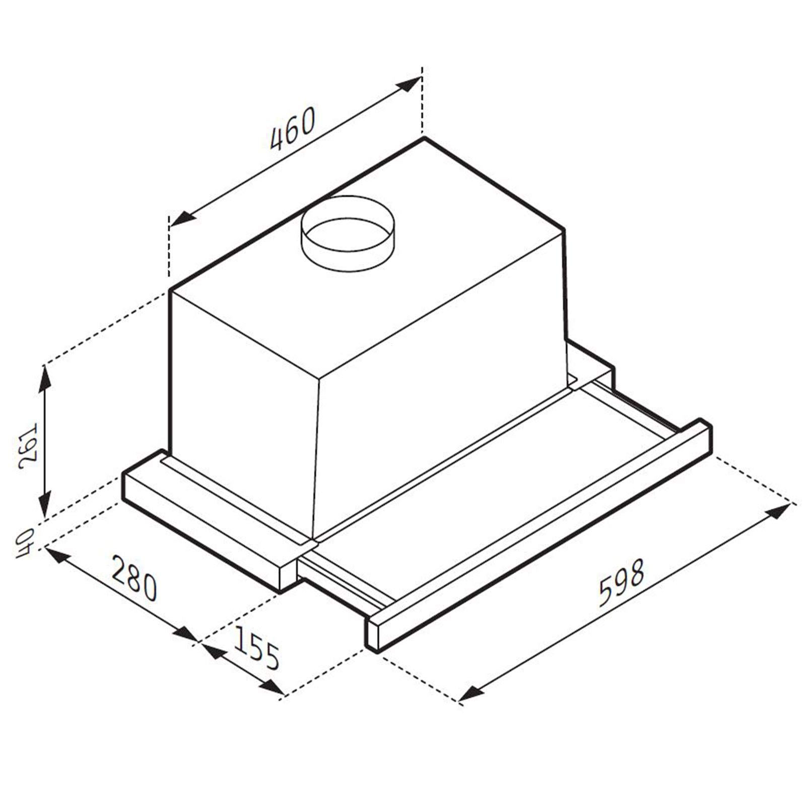 Pyramis ausziehbare Edelstahl Abluft Flachschirmhaube 60 cm