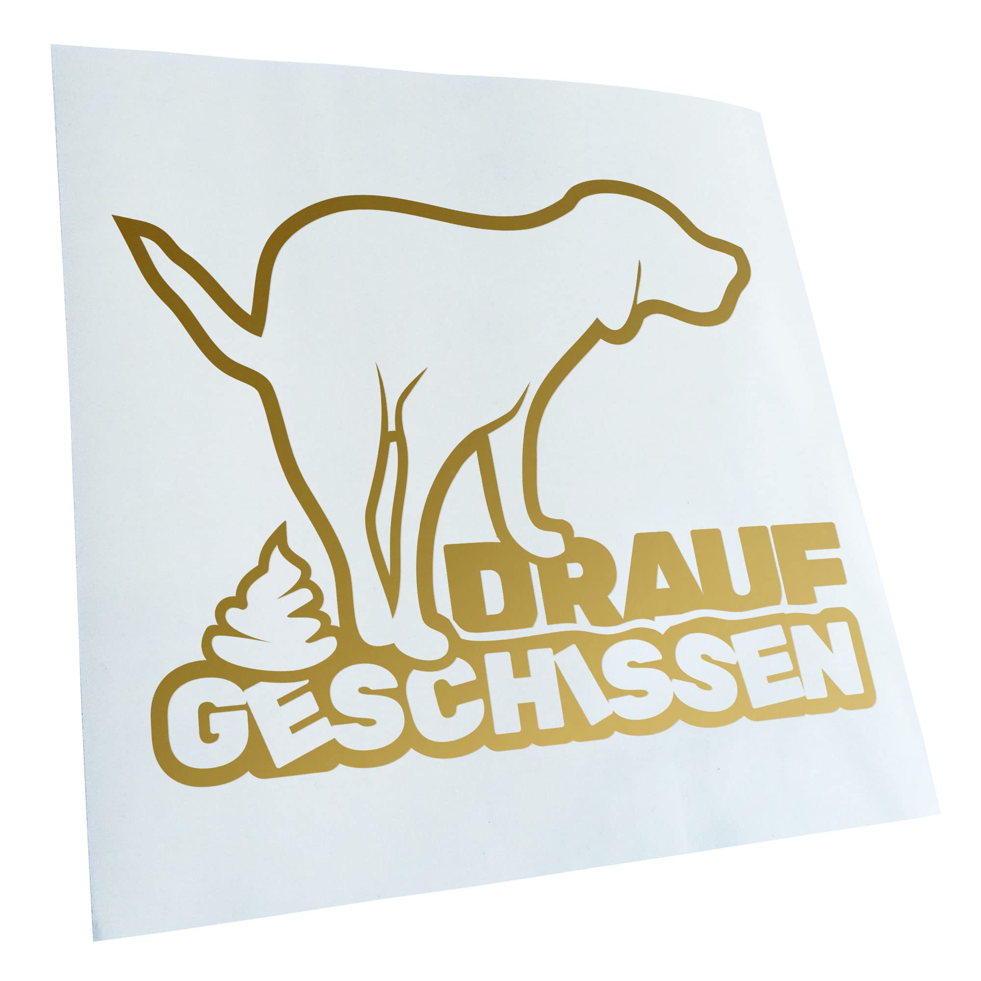Kiwistar - Car Sticker - Gold - 60 x 48 cm Drauf geschissen - Scheiße - Kacke - Rear Window Car Sticker Weatherproof for Car Truck Moped Truck - Sticker Exterior Self-Adhesive Tuning Accessories for