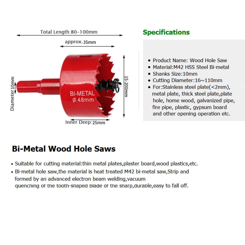 Broca de taladro de madera bimetálica de 16-200 mm para carpintería, broca de bricolaje para madera, 130 mm, 1 pieza