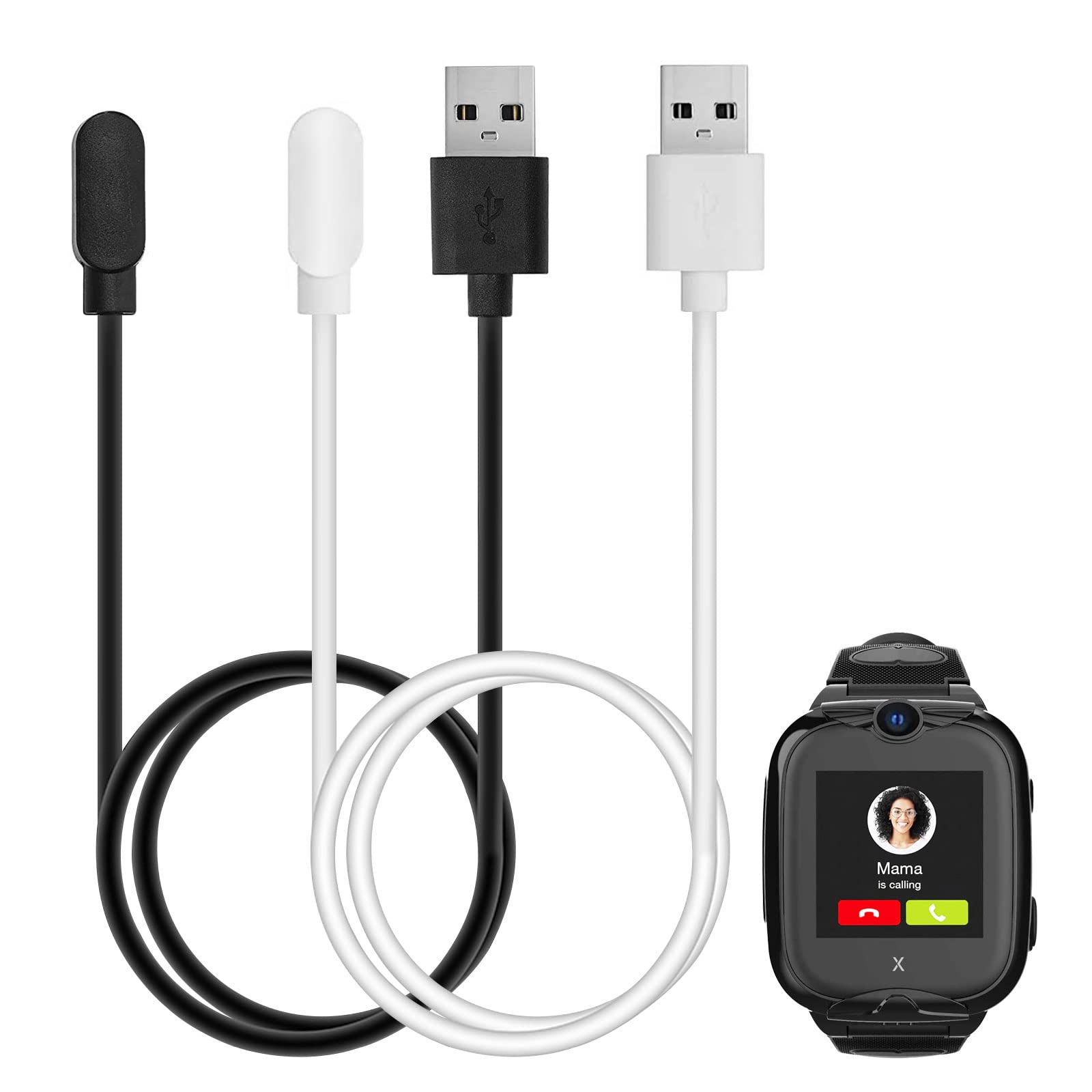 HOMTERN Caricabatterie magnetico compatibile con Xplora XG02,60 cm, cavo di ricarica USB, accessori per smartwatch, confezione da 2, bianco
