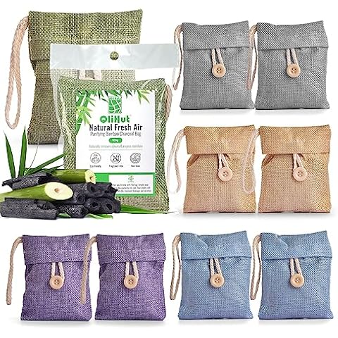 10 Pack Bamboo Charcoal Air Purifying Bag with button Natural Car Air Freshener,Shoe Deodorizer,Odor Eliminators For Home,Pet,Closet Cover