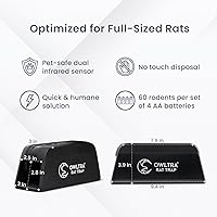 Vista 2 de OWLTRA OW-1 Trampa eléctrica para ratas para interiores, 2 unidades, mata instantáneamente roedores con gatillo seguro para mascotas, color negro