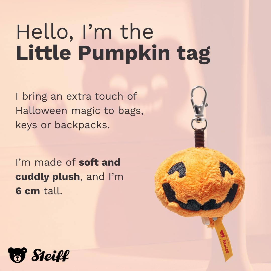 Steiff soft toy Little Pumpkin keyring, cute soft toy, children, boys & girls, Friends, 6 cm, orange, 114182 - Image 2