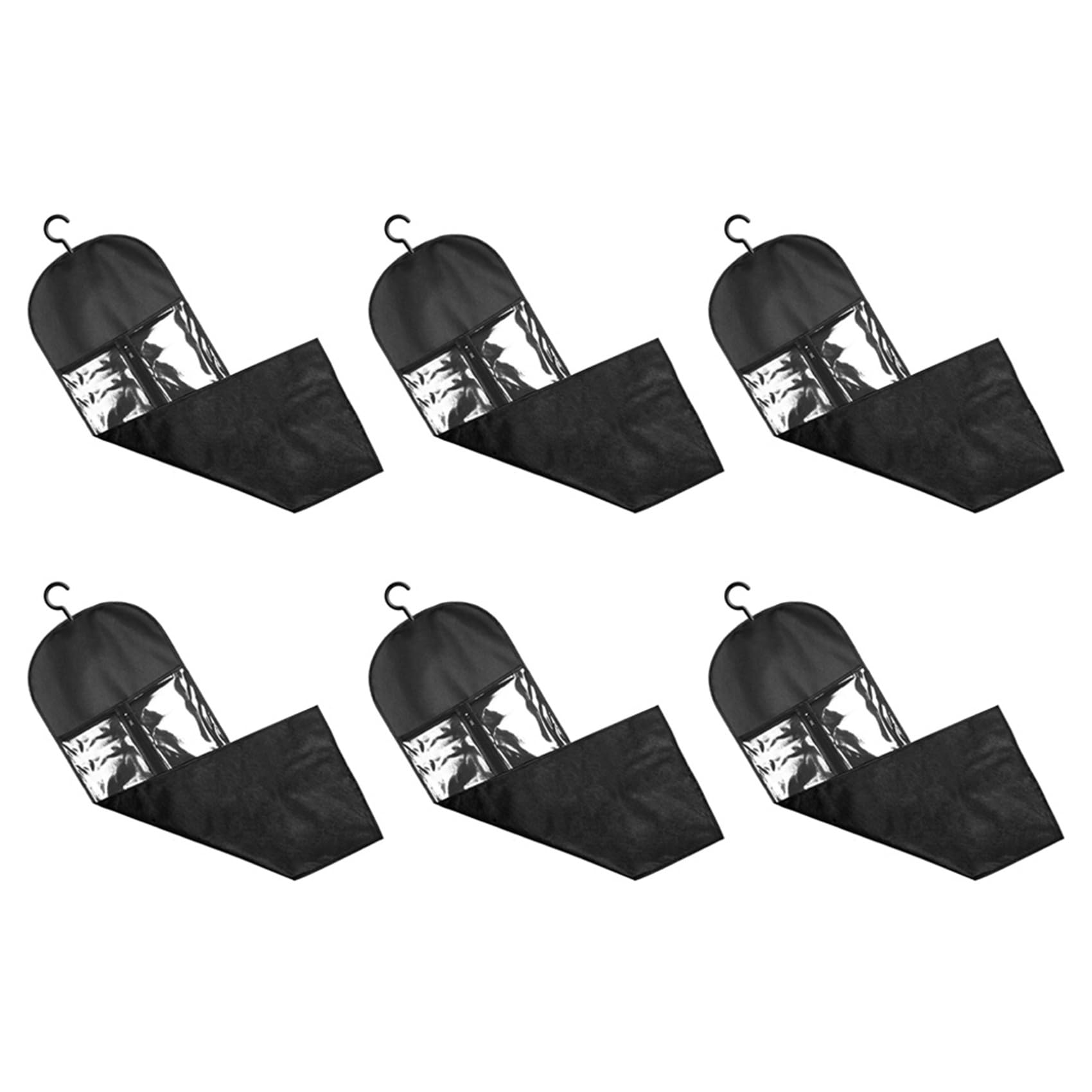 Geroosaty 6PCS Extra Long Wig Hanger and Storage Bags, Dustproof and Waterproof Hair Extension Holder, Designed for Wigs Black