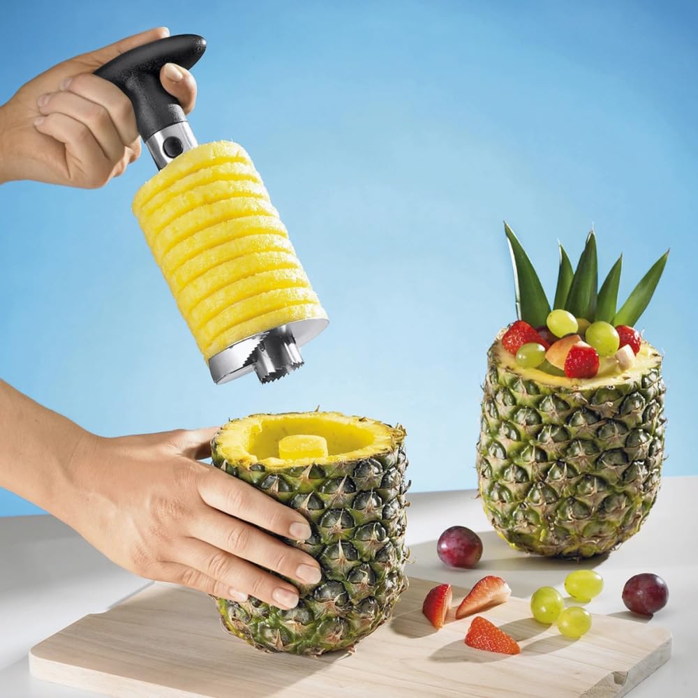 Coupe Ananas Découpe Ananas Éplucheur Acier Inoxydable pour Anneaux de Fruits Noir