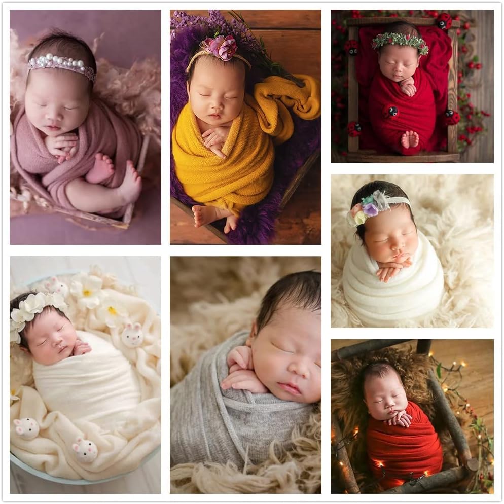 Zeroest Newborn Photography Wrap Newborn Photoshoot Props Boys Girls Posing Stretch Knit Blanket Infant Baby Photo Prop (Grey)