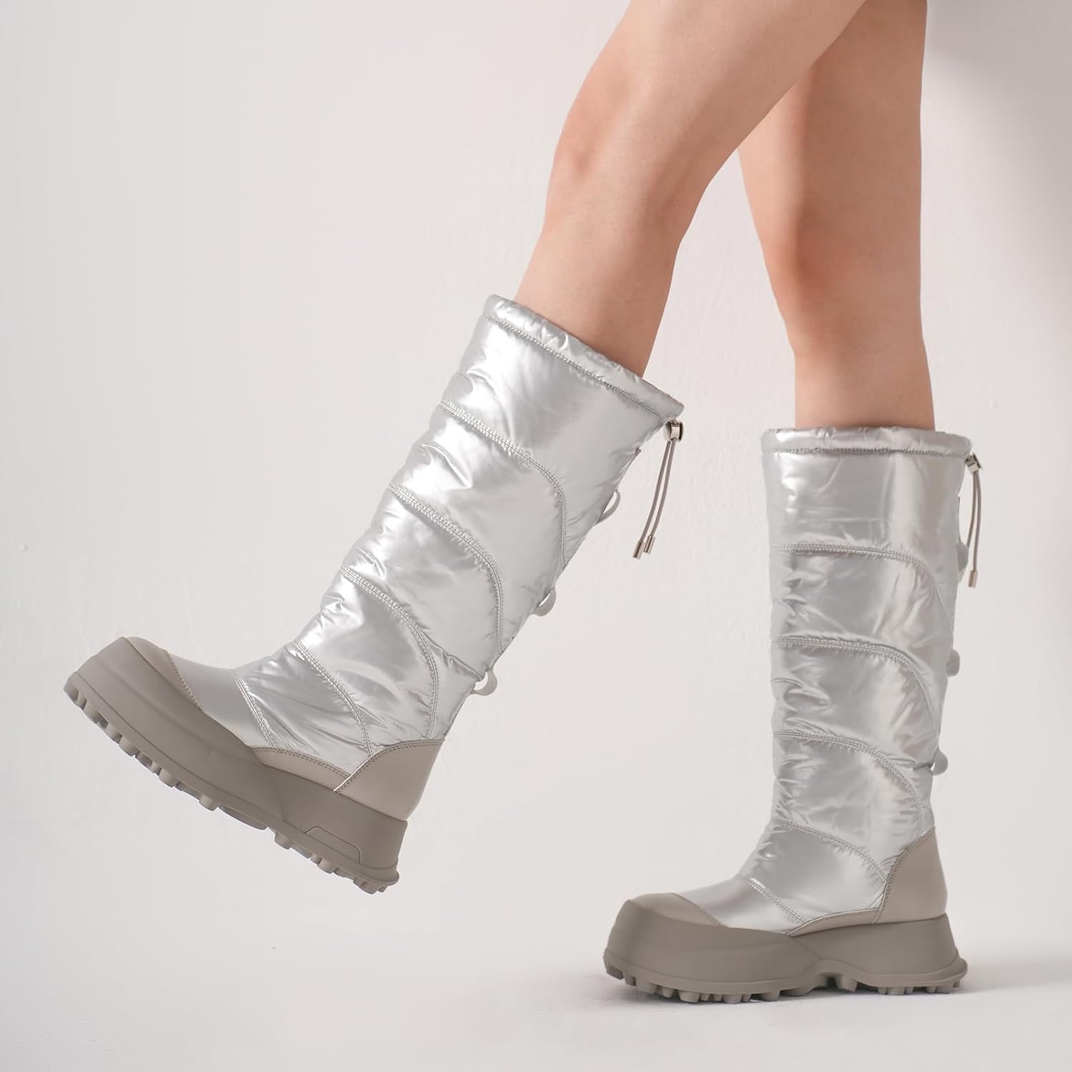 BEAU TODAY Knee High Boots for Women, Leather Womens Snow Boots, Winter Platform Boots Waterproof Warm Tall Shoes - Image 3