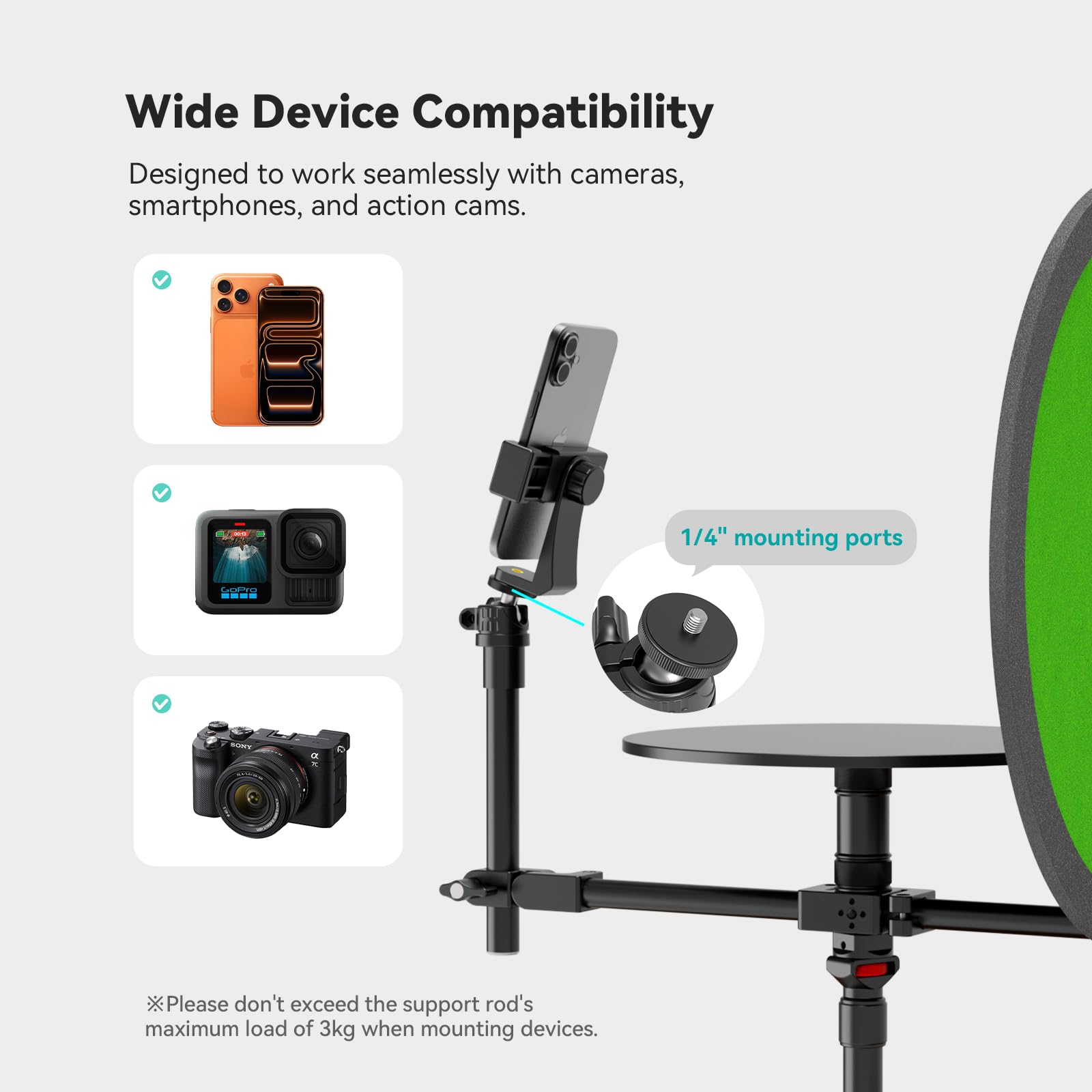 Plateforme Rotative 360° pour Photographie avec Fond, Plateau Tournant Modulaire pour Vidéo et Produits, Rotation Fluide à Double Roulement, pour Smartphone, DSLR et Hybride, Charge 5 kg – V360MINI