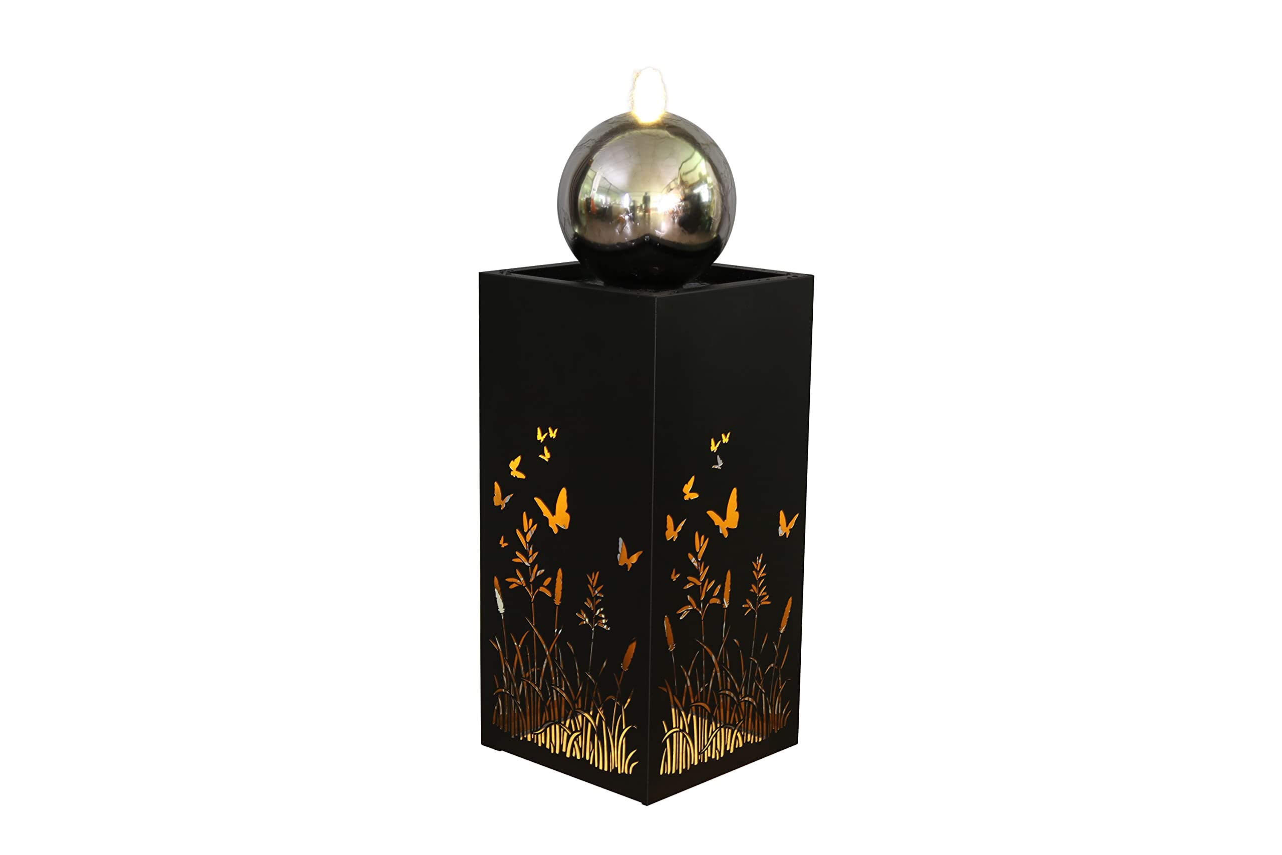 Hi-Line Gift Ltd. Hollow Carved Butterfly Fountain with LEDs, Large, Multicolor