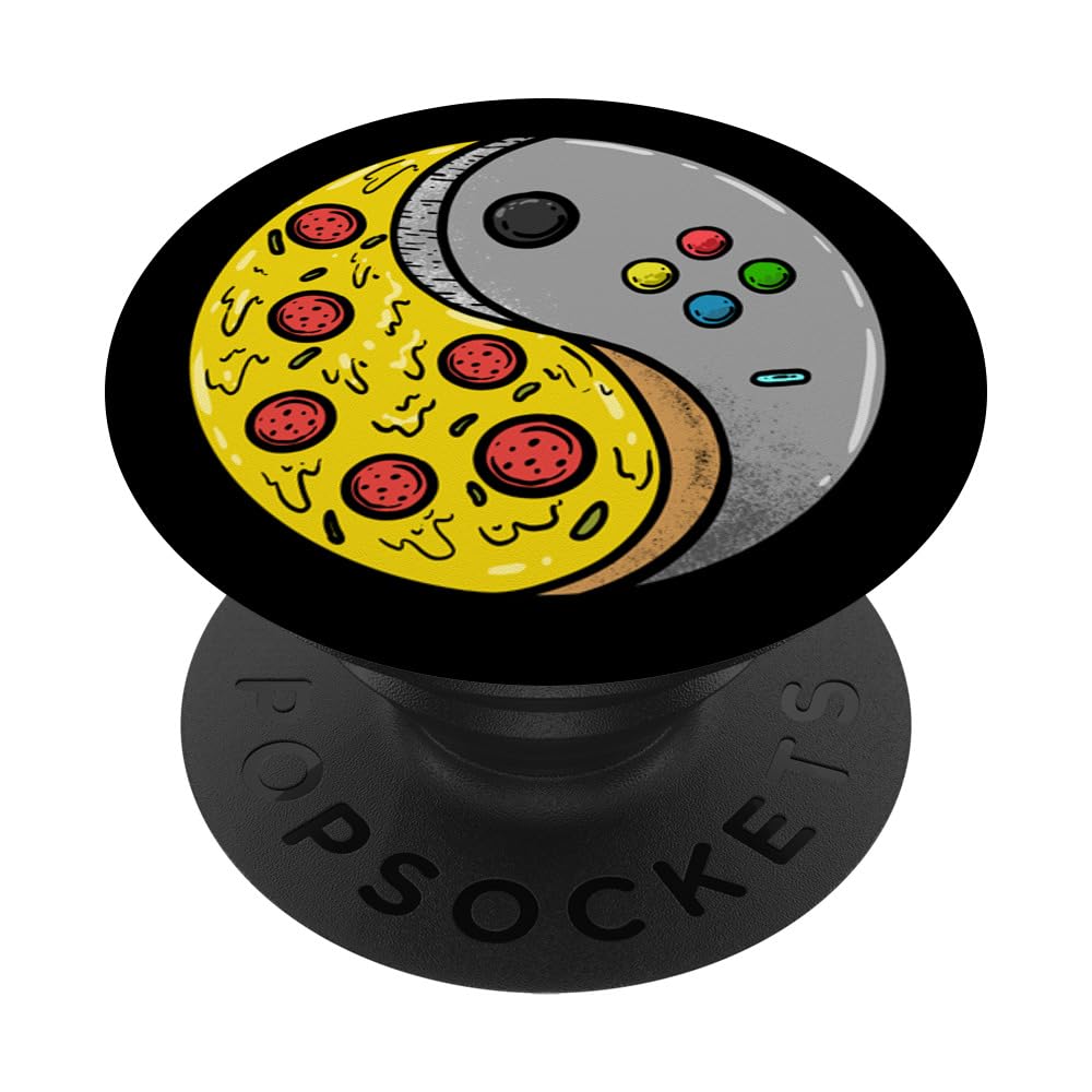 Yin Yang Pizza Video Game Controller Food Gaming Boys Men PopSockets Adhesive PopGrip