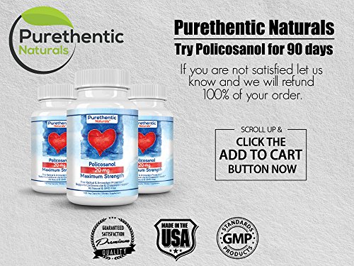 Purethentic Naturals Policosanol For Cholesterol Health Support, 20 Mg, 100 Vcaps #TOP5