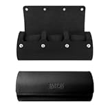Barton Leather Watch Roll for 3 Watches &vert; Convenient Organizer Case for Travel & Storage &vert; Fits Classic & Smart Watches &lpar;Up to 46mm&rpar; &vert; Compact&comma; Durable&comma; Lightweight&comma; Stylish - Black