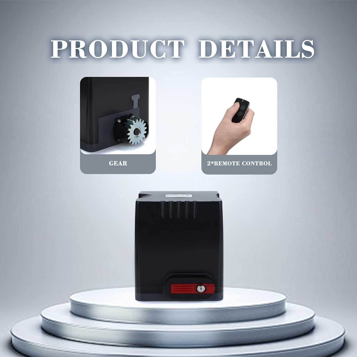 Sliding Gate Opener Kit with AC 110V/60HZ Motor, Remote Transmitter, Gear Driven Automatic Gate Operator (for 1350lb & 26ft Gate, DK1350-M)