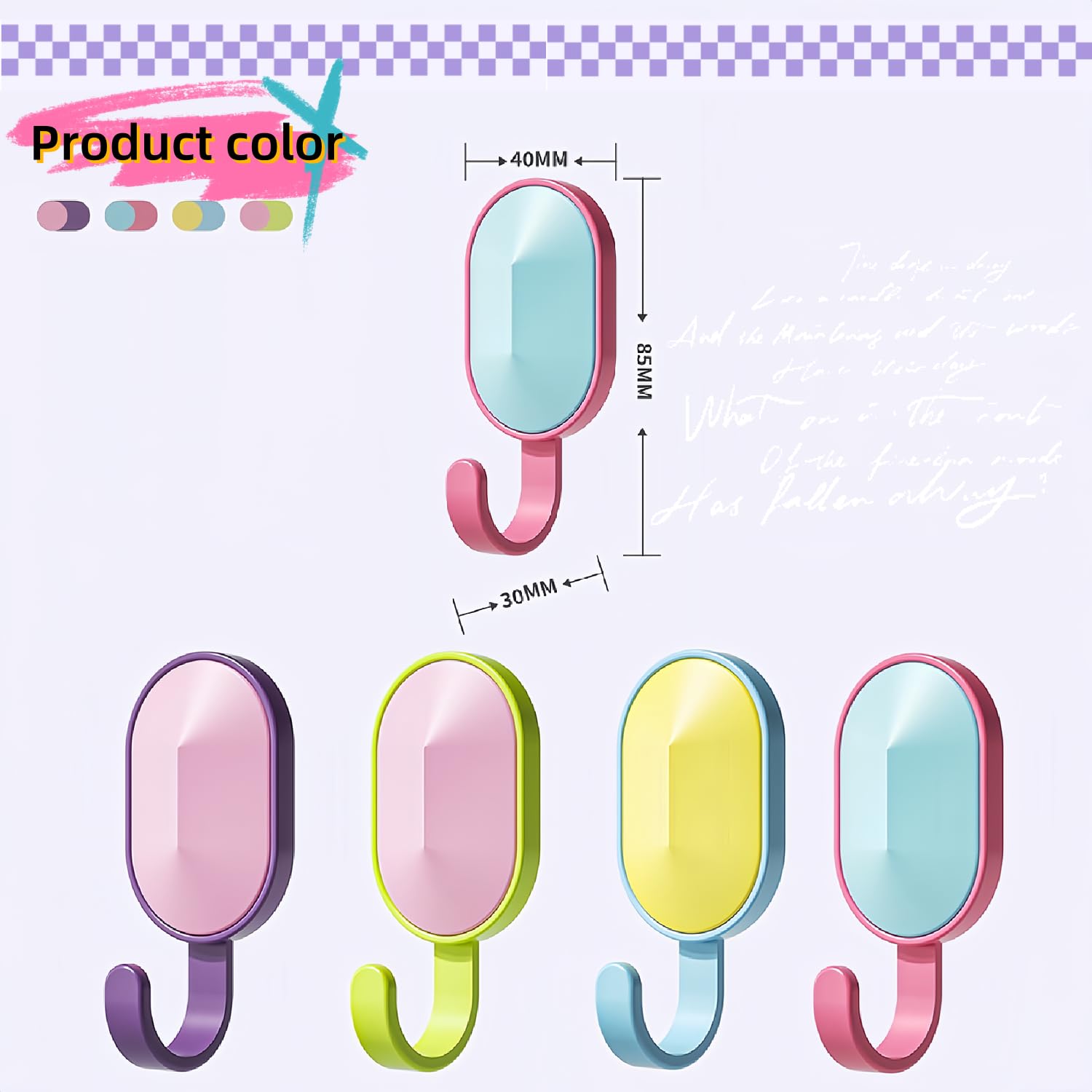 Ganci adesivi da parete per bambini 4 pezzi colorati senza foratura