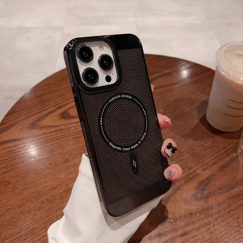 Miniatura 4 de Funda magnética de disipación de calor para iPhone 14 Pro Max compatible con Magsafe delgada y dura carga inalámbrica galvanizada (para iPhone 14