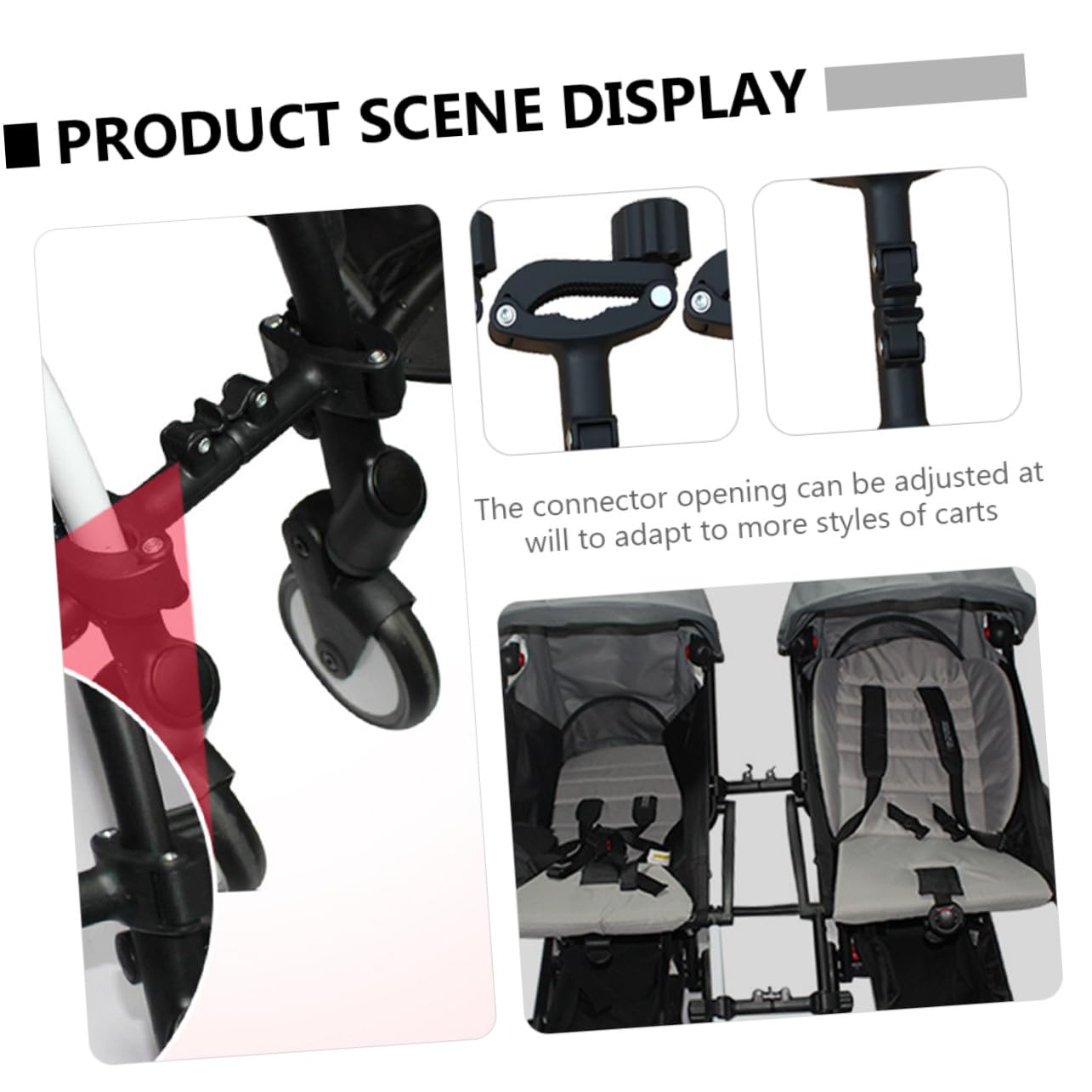 minkissy Conector Ajustable para Cochecitos Gemelos Conectores Desmontables para Carritos Idénticos Accesorio Duradero de Hierro y Plástico para y Cuidadores