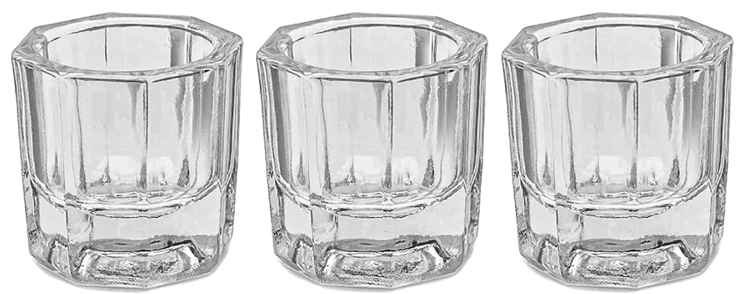 Nail Art Acrylic Liquid Powder Glass Crystal Cup Manicure Accessories Nail Design (3 PIECES)