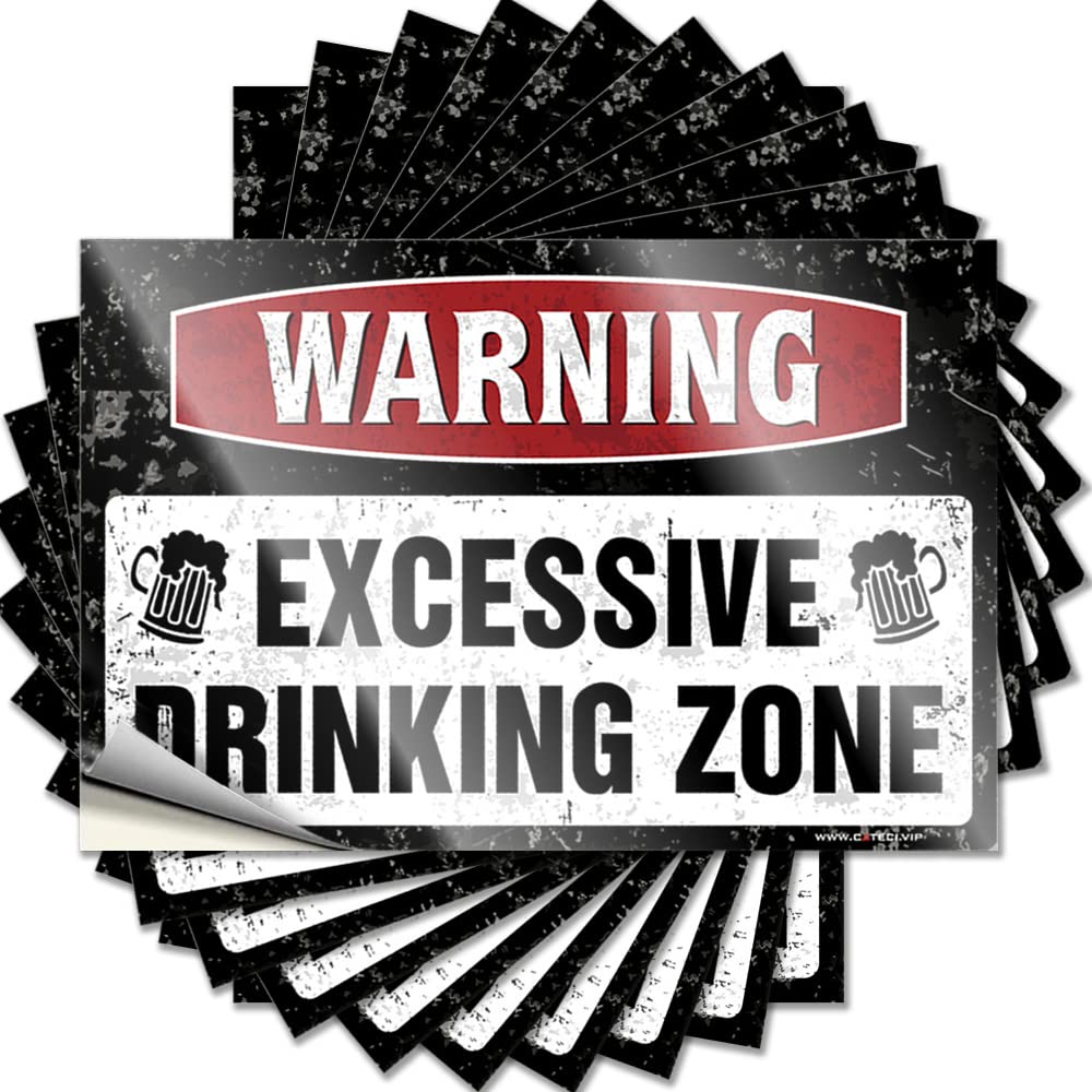 Pool Decorations Outdoor Bumper Durable Garage | Warning Excessive Dring Zone Western Self Adhesive Sticker for Man DIY(8X12CM)