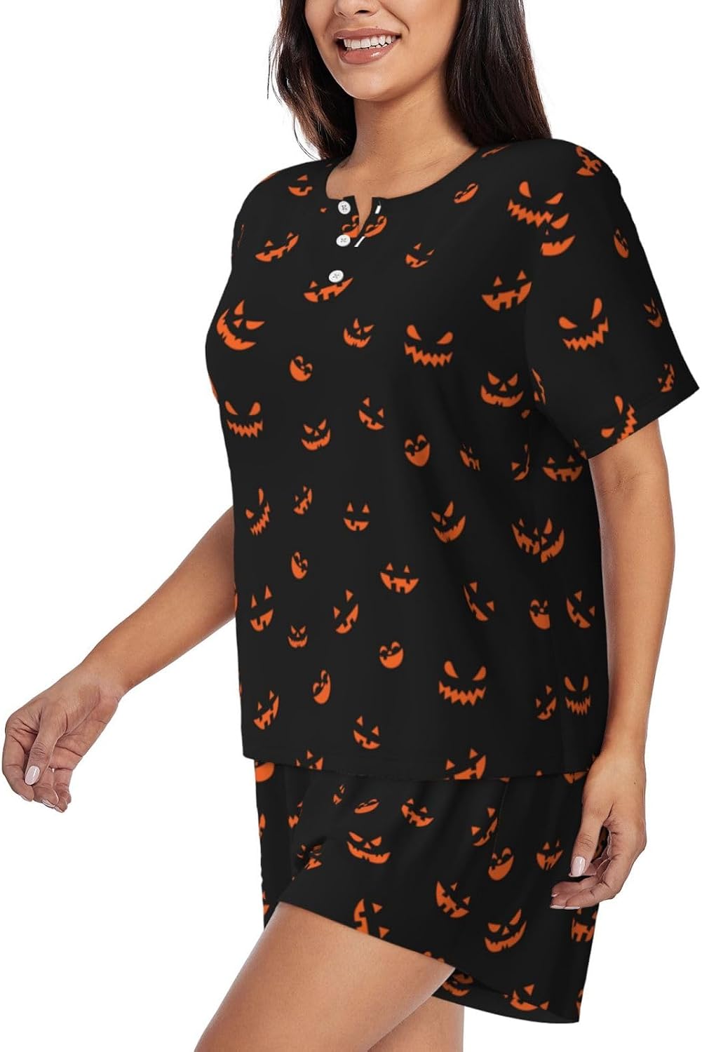 Short Halloween Pajamas Set Funny PJS Pant for Women Matching Pajama