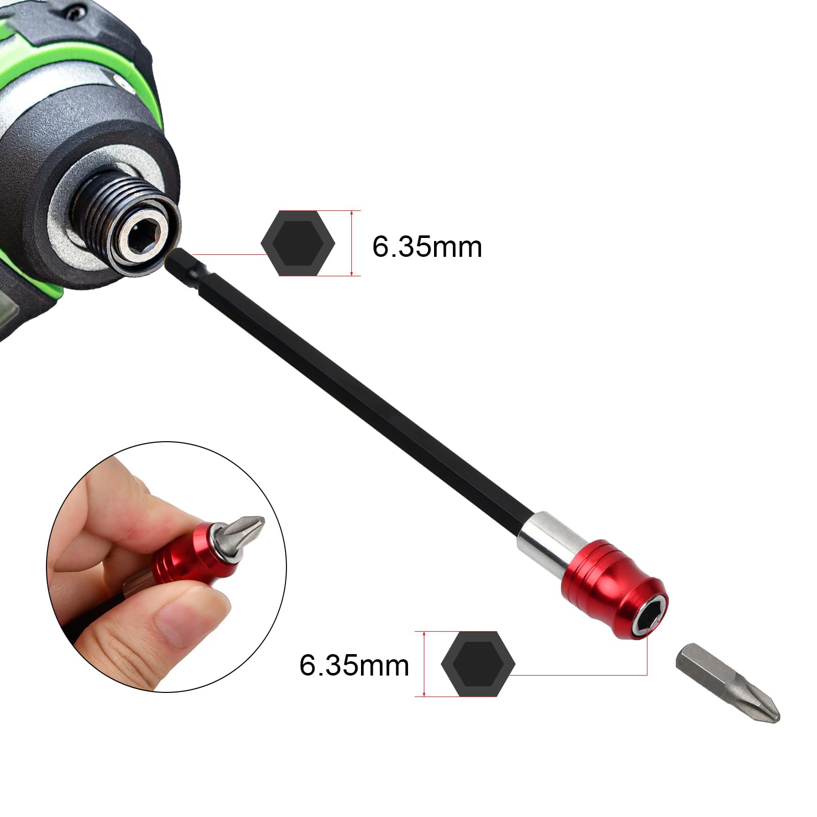 Portainserti Magnetico Portapunte Magnetico Lungo Prolongador Magnético Supporto Portainserti da Gambo Esagonale 1/4" Barra di Prolunga Portapunte per Cartongesso