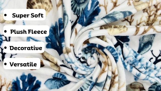 Ocean Coastal Shells Manta de Tirar, Azules Náuticos Beige sobre Blanco, 50x70 miniatura 7